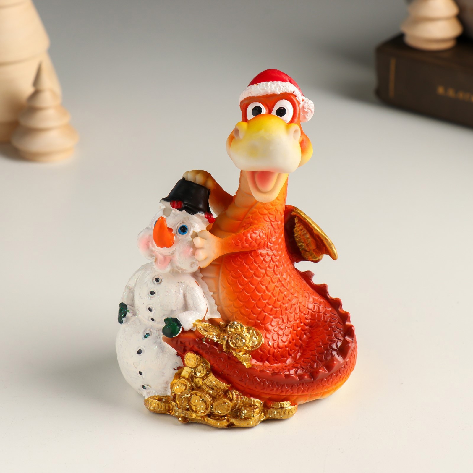 Изображение товара Копилка "Дракоша и снеговик" 8.7x6.8x11 см