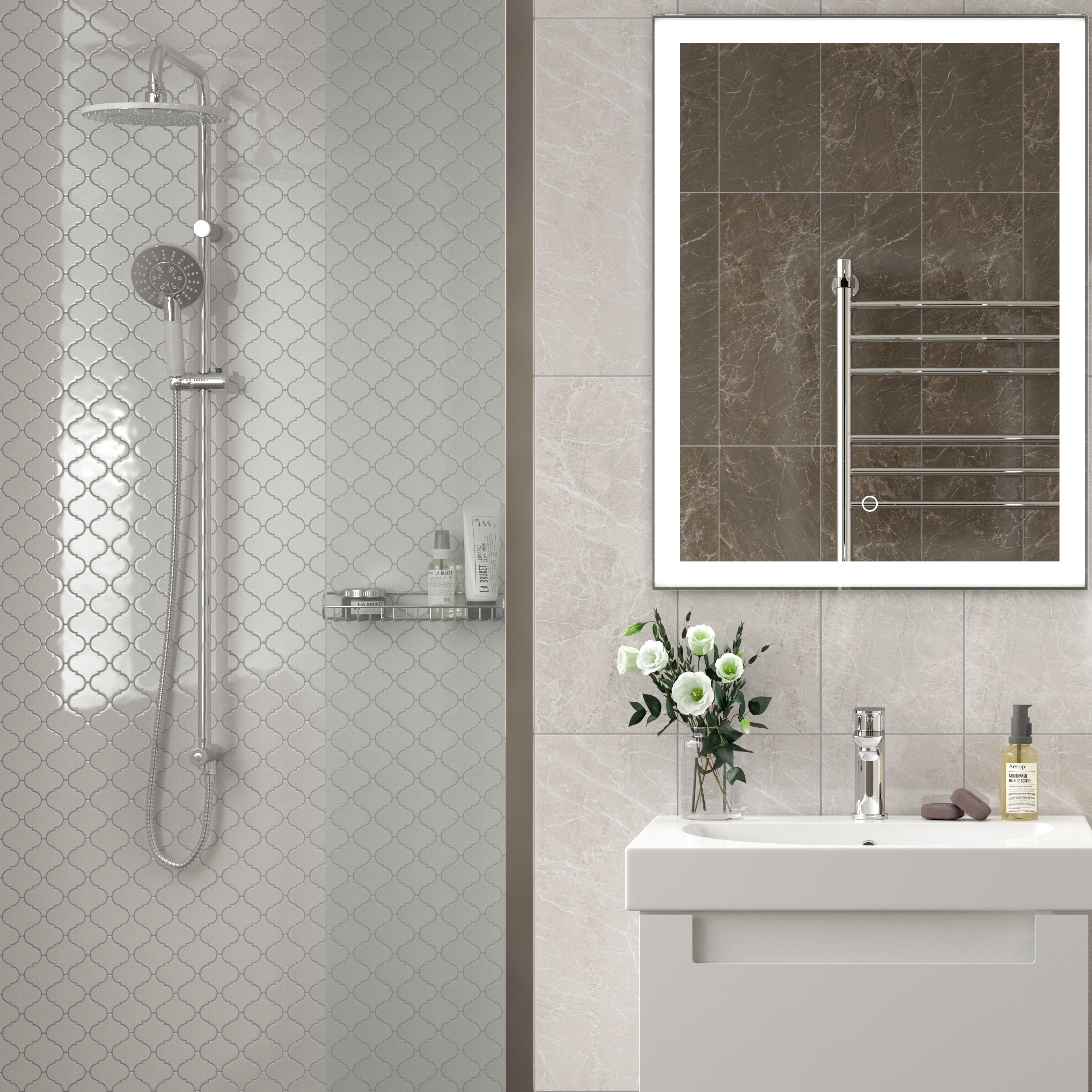 Изображение товара Мозаика Kerama Marazzi Arabesques Majolica 26x30 см серый для кухни и ванной