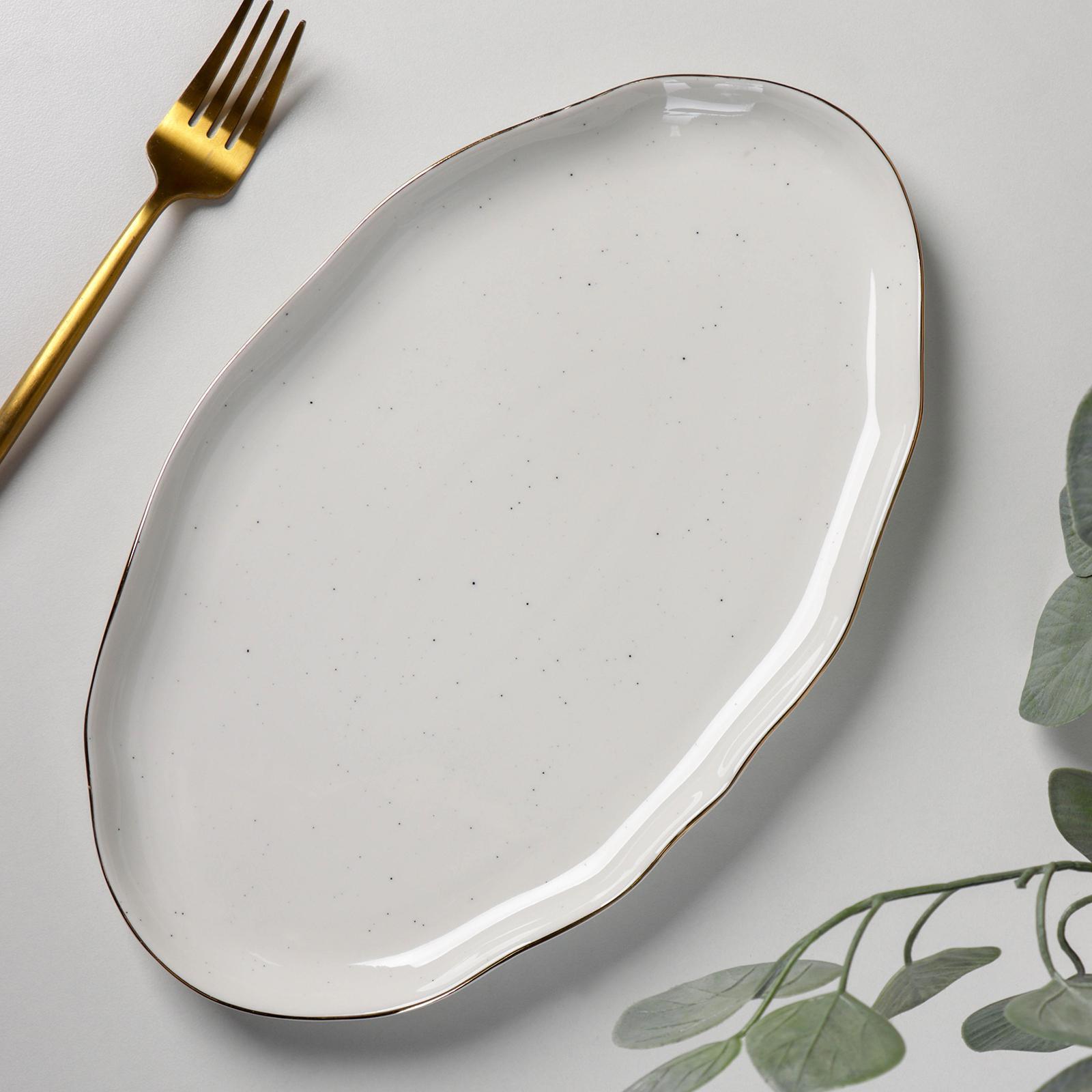 Изображение товара Блюдо сервировочное Доляна Млечный путь 18x2.50x30 см фарфор цвет белый