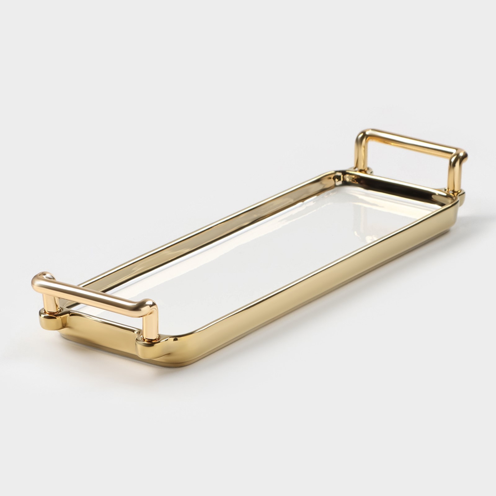 Изображение товара Блюдо сервировочное Доляна Gold 10x2.50x31 см керамика белое для подачи закусок и десертов