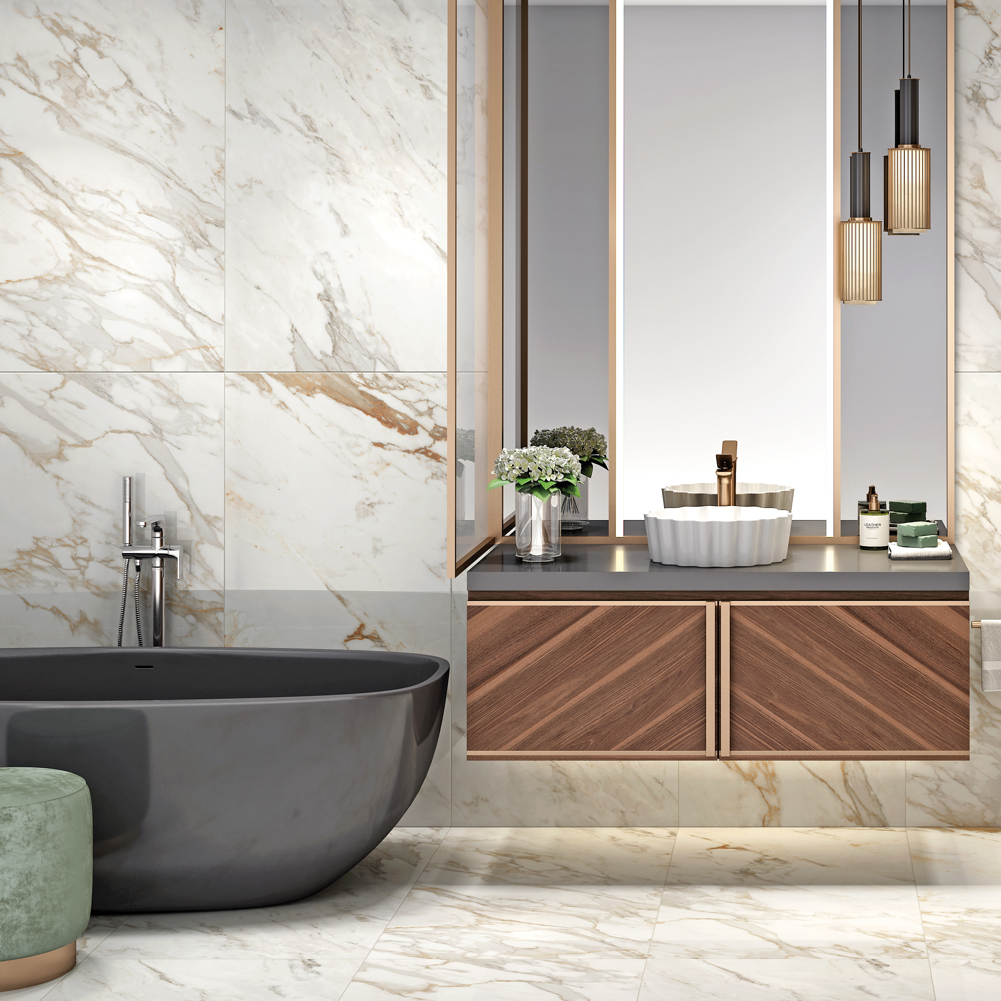 Изображение товара Керамогранит Arcadia Ceramica Calacatta Oro 60x120 см глянцевый белый