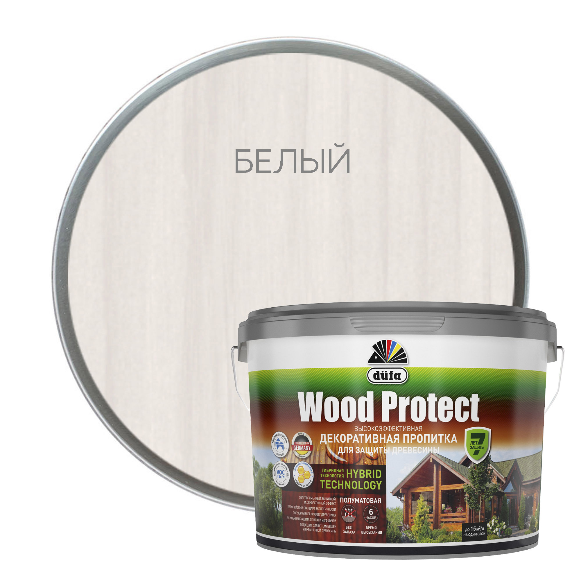 Пропитка для дерева Dufa Wood Protect полуматовая белая 9 л ️ купить по ...