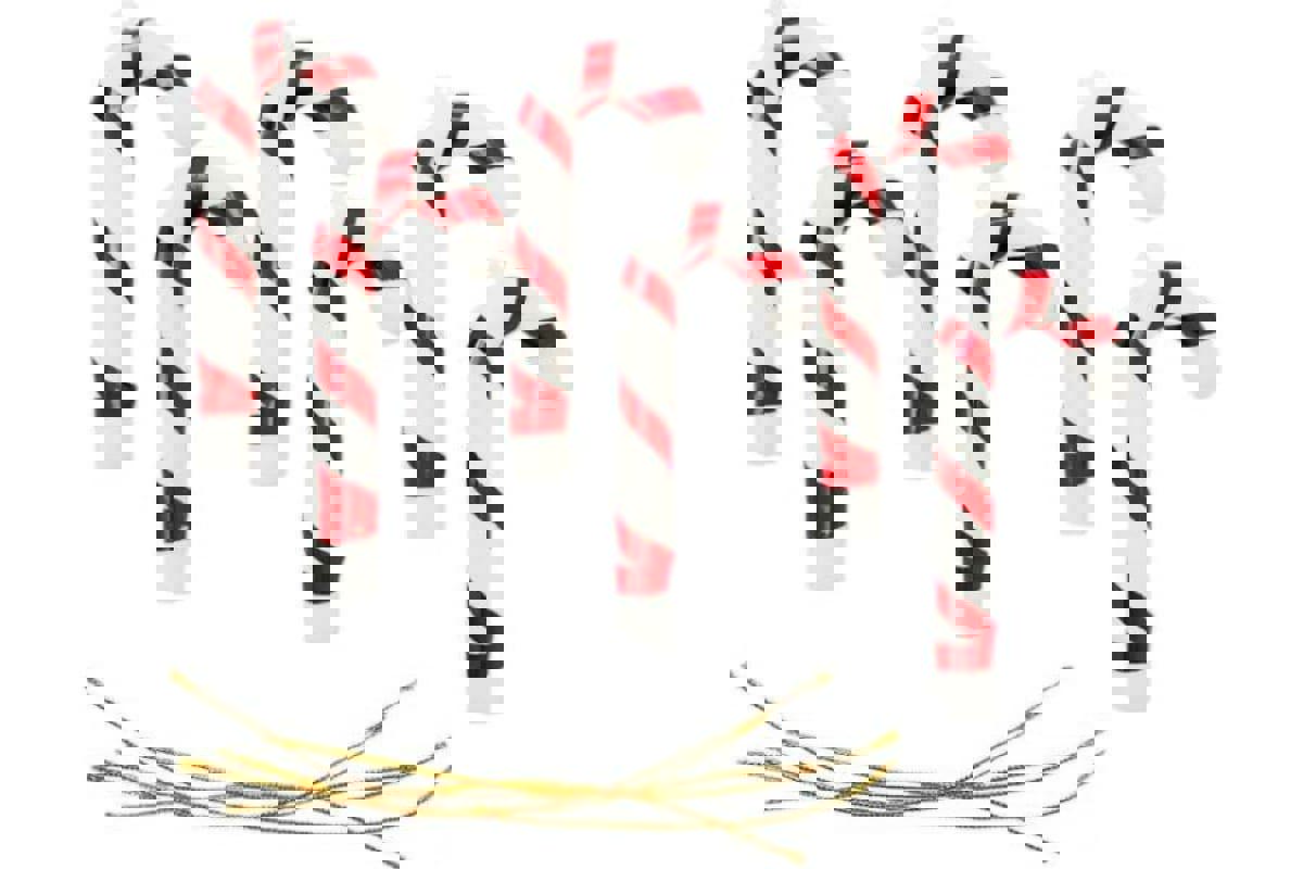 Изображение товара Набор елочных игрушек Трость Магия праздника NY18-001 9 см х 1 см белый 6 шт
