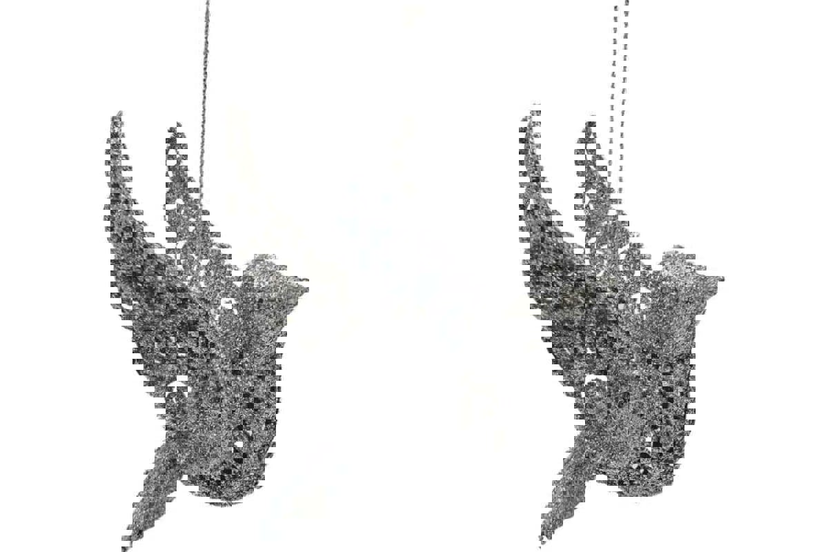 Изображение товара Елочная игрушка голубка серебристая 11 см Дизайнерская пластиковая украшение новогодняя