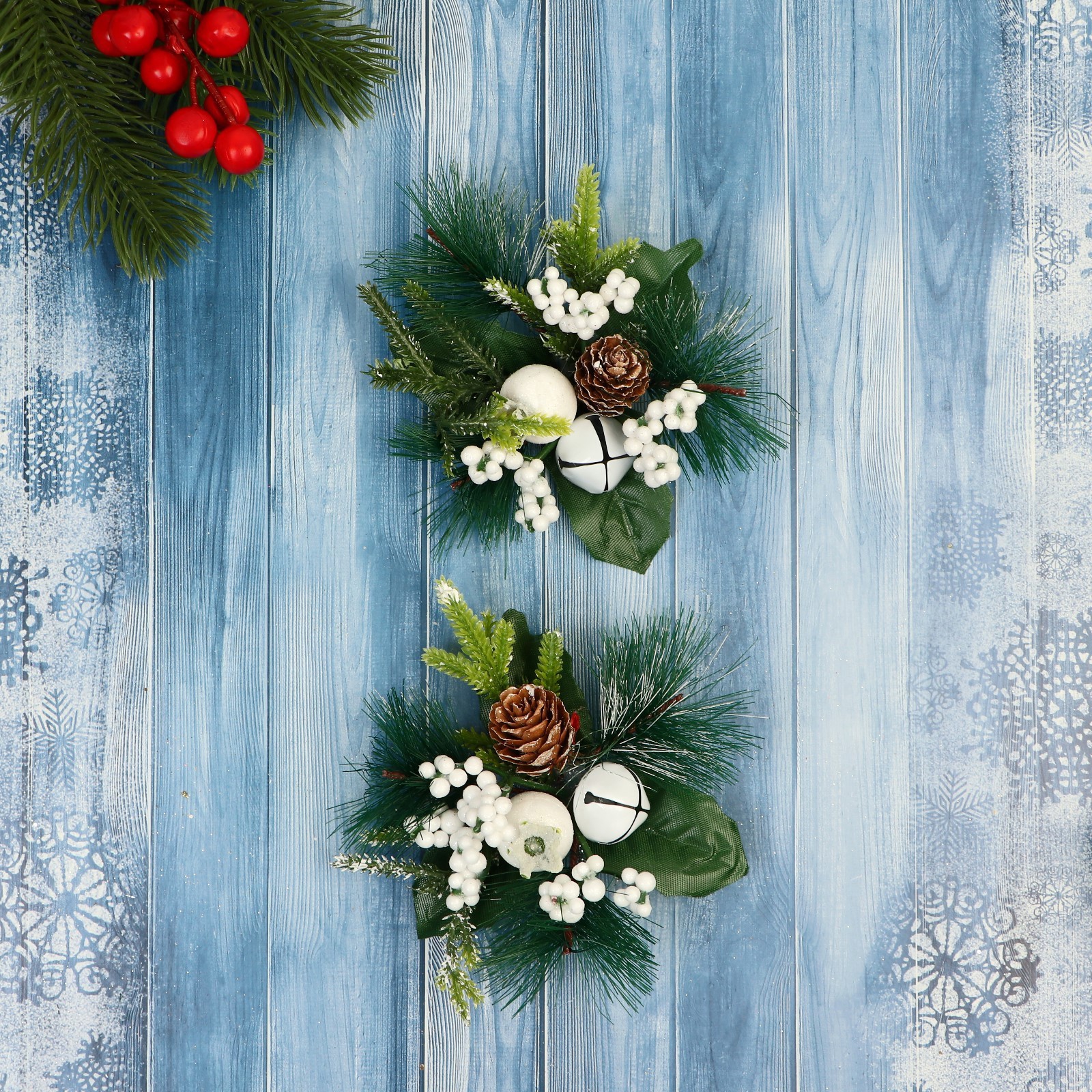 Изображение товара Елочные игрушки Еловая композиция Зимнее волшебство 2 шт 9х9 см