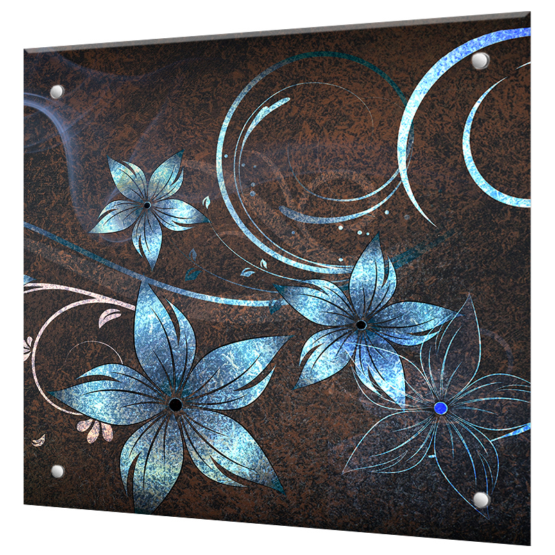 Изображение товара Стеновая панель Borntoprint Цветы абстракция 600x600x0.4 см закаленное стекло прозрачная