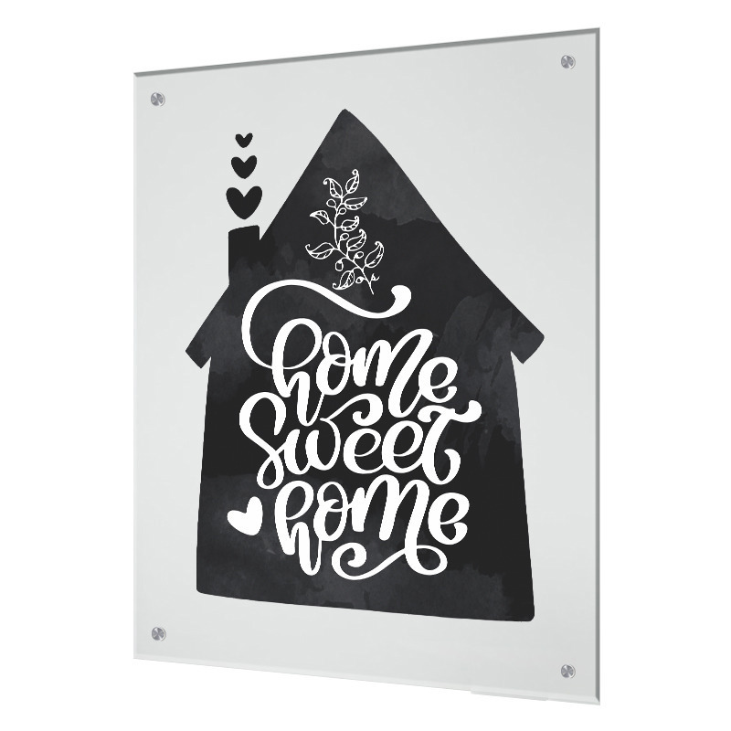 Изображение товара Стеновая панель Borntoprint Home sweet home 600x750x0.4 см закаленное стекло цвет бело-черный
