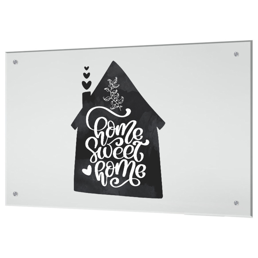 Изображение товара Стеновая панель Borntoprint Home sweet home 600x900x0.4 см закаленное стекло цвет бело-черный