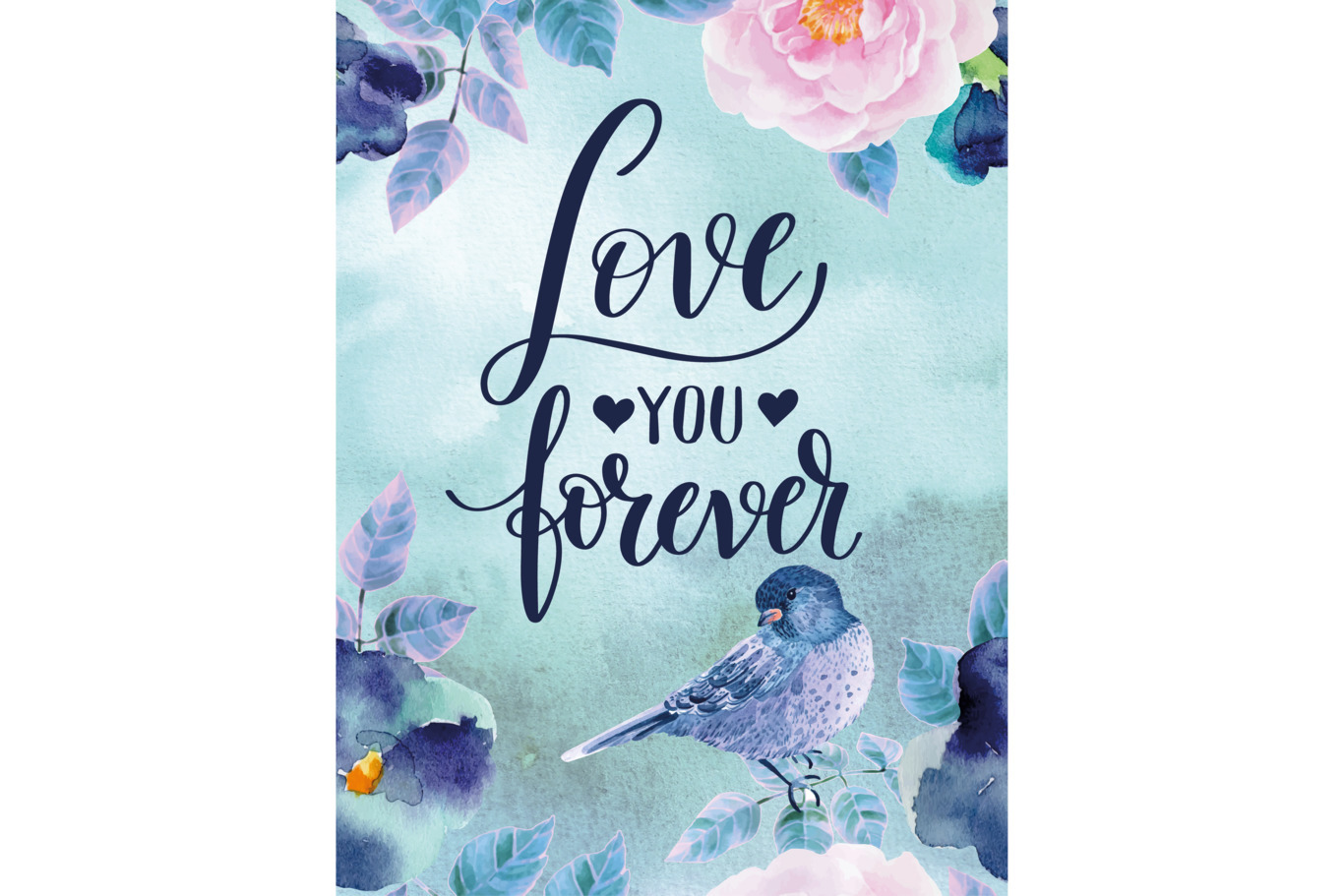Изображение товара Стеновая панель Borntoprint Love you forever 600x900x0.4 см закаленное стекло цвет голубой