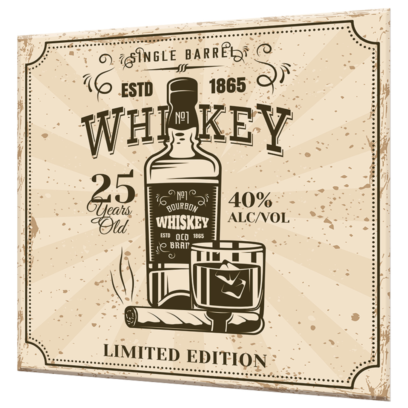 Изображение товара Стеновая панель из закаленного стекла Borntoprint Whiskey 600x600 см серо-черная