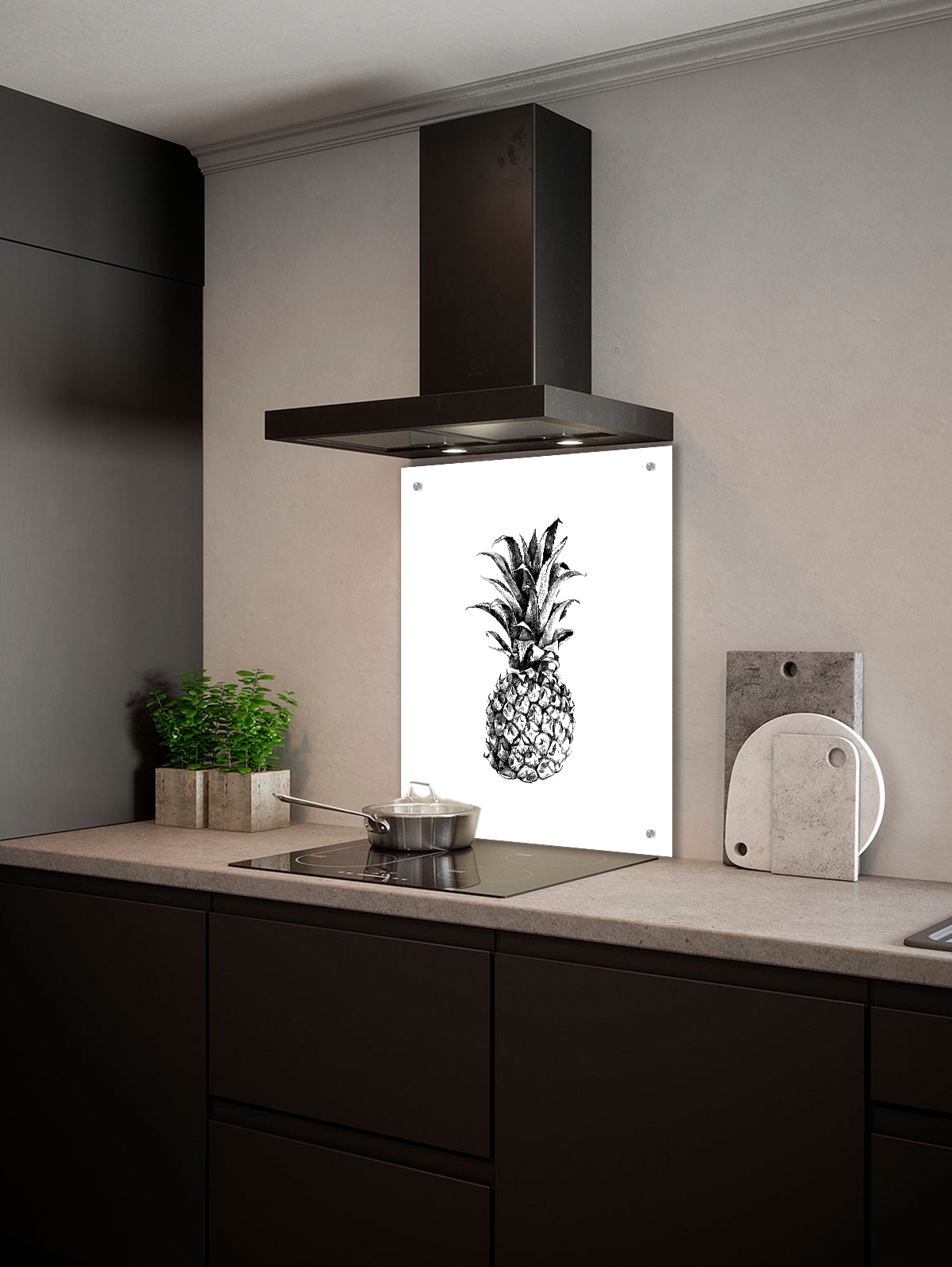 Изображение товара Стеновая панель Borntoprint Ананас из закаленного стекла 600x750 мм стильное решение для кухни