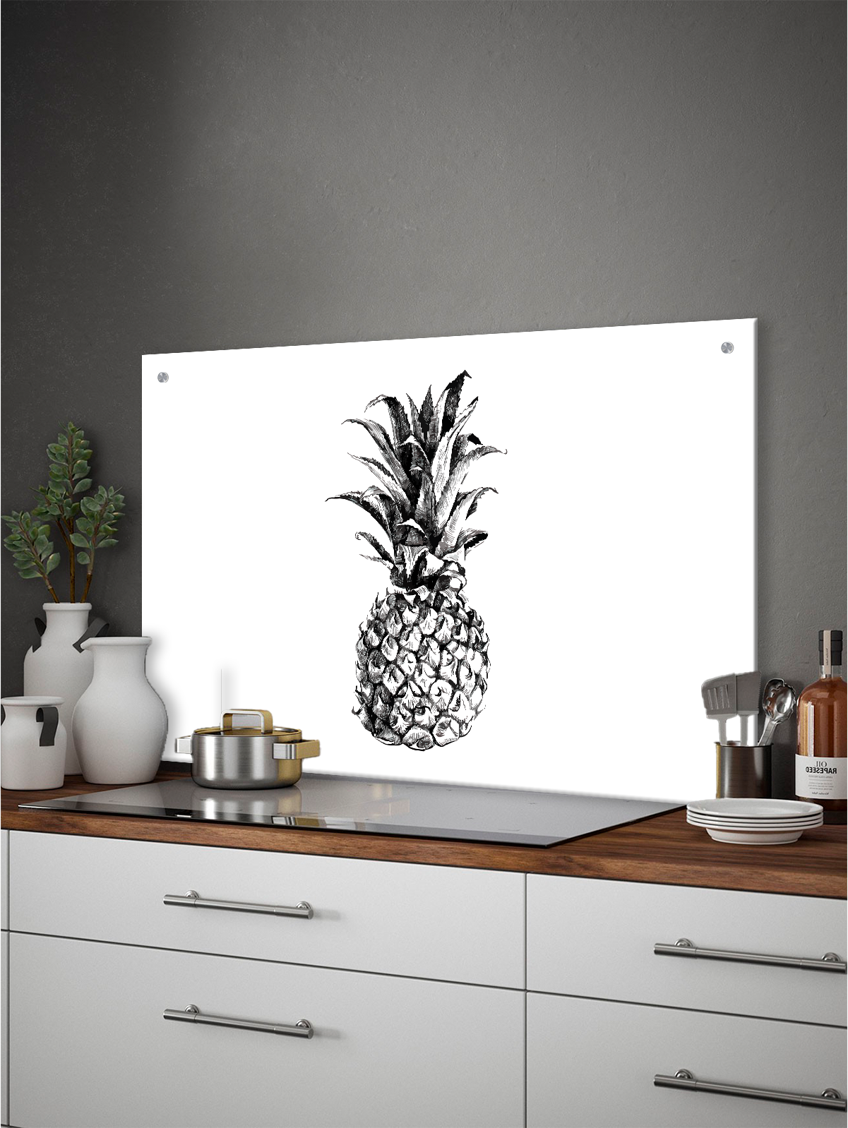 Изображение товара Стеновая панель Borntoprint Ананас 600x900x0.4 см закаленное стекло для кухни