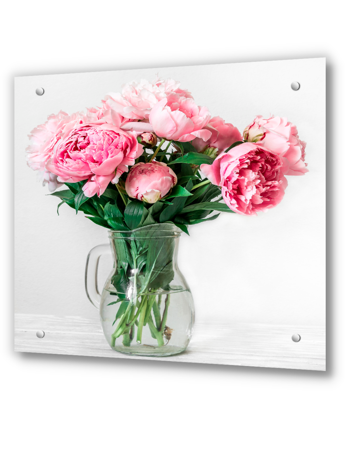 Изображение товара Стеновая панель Borntoprint Пионы в кувшине 500x500x0.4 см закаленное стекло декор интерьер кухня