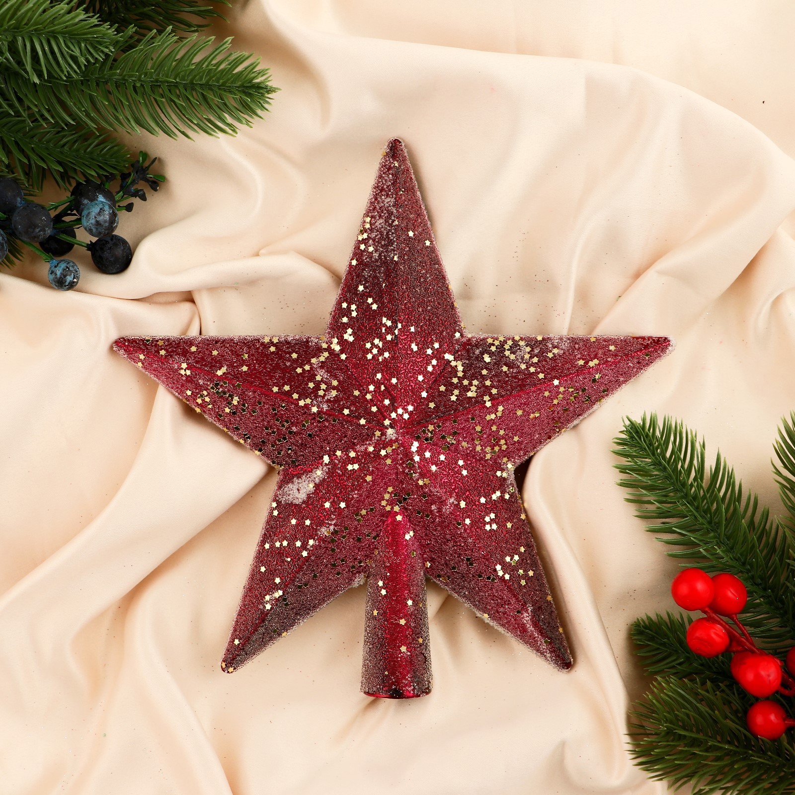 Изображение товара Наконечник звезда для елки 20 см красный Мэдисон