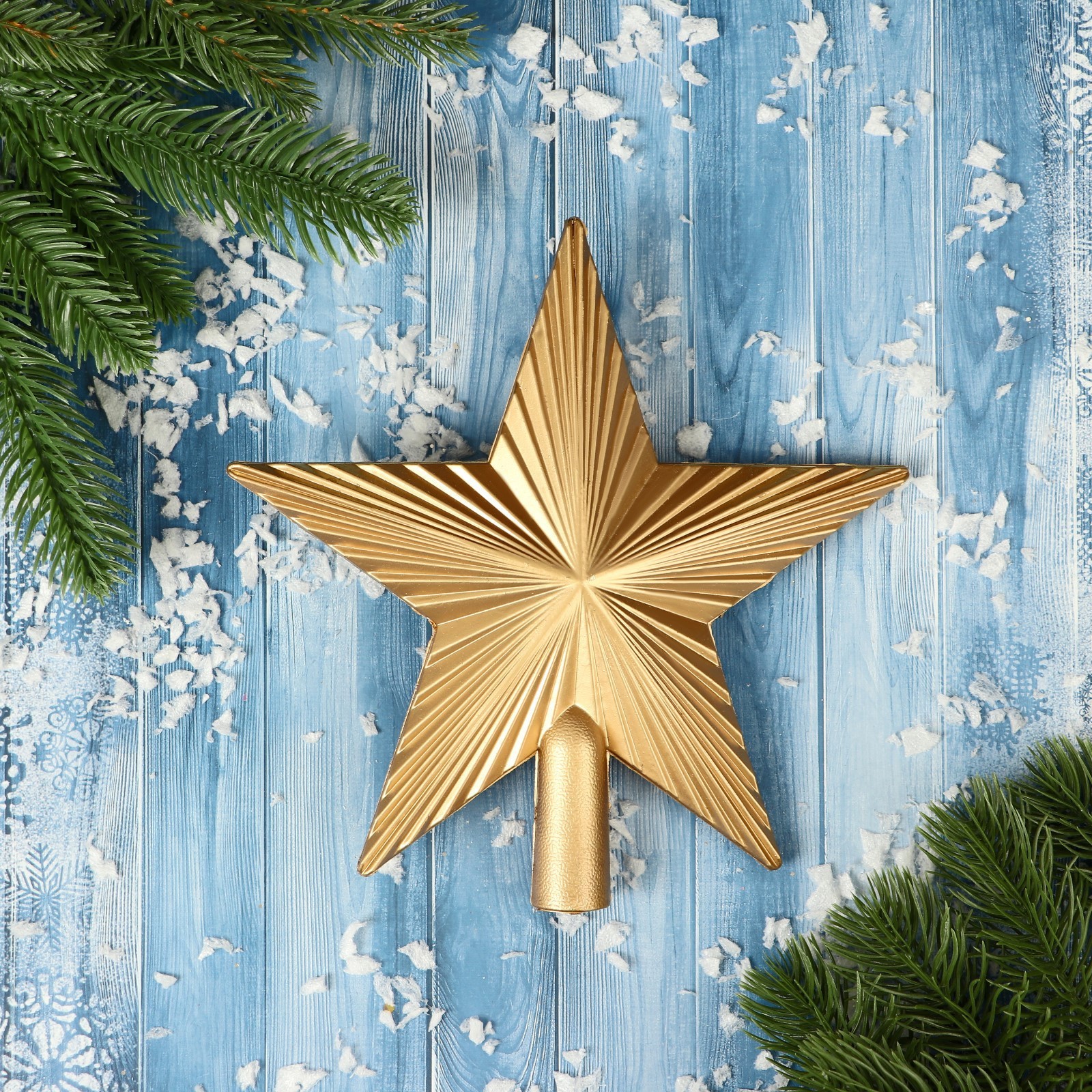 Изображение товара Верхушка на елку Зимнее волшебство Звезда 19 см золотая декоративная