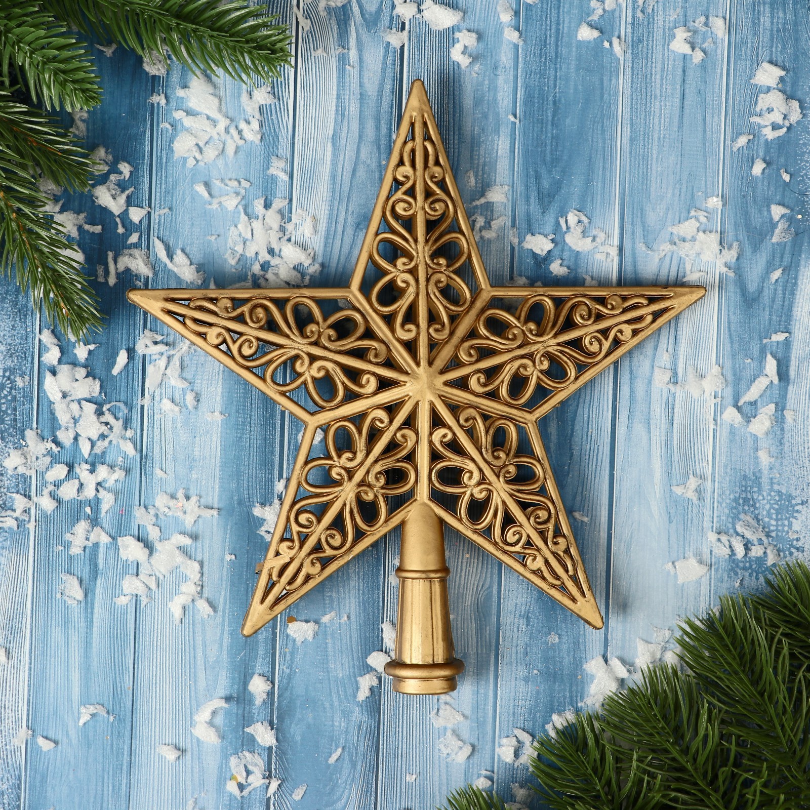 Изображение товара Верхушка на елку Зимнее волшебство Звезда 19 см жёлтый золотой