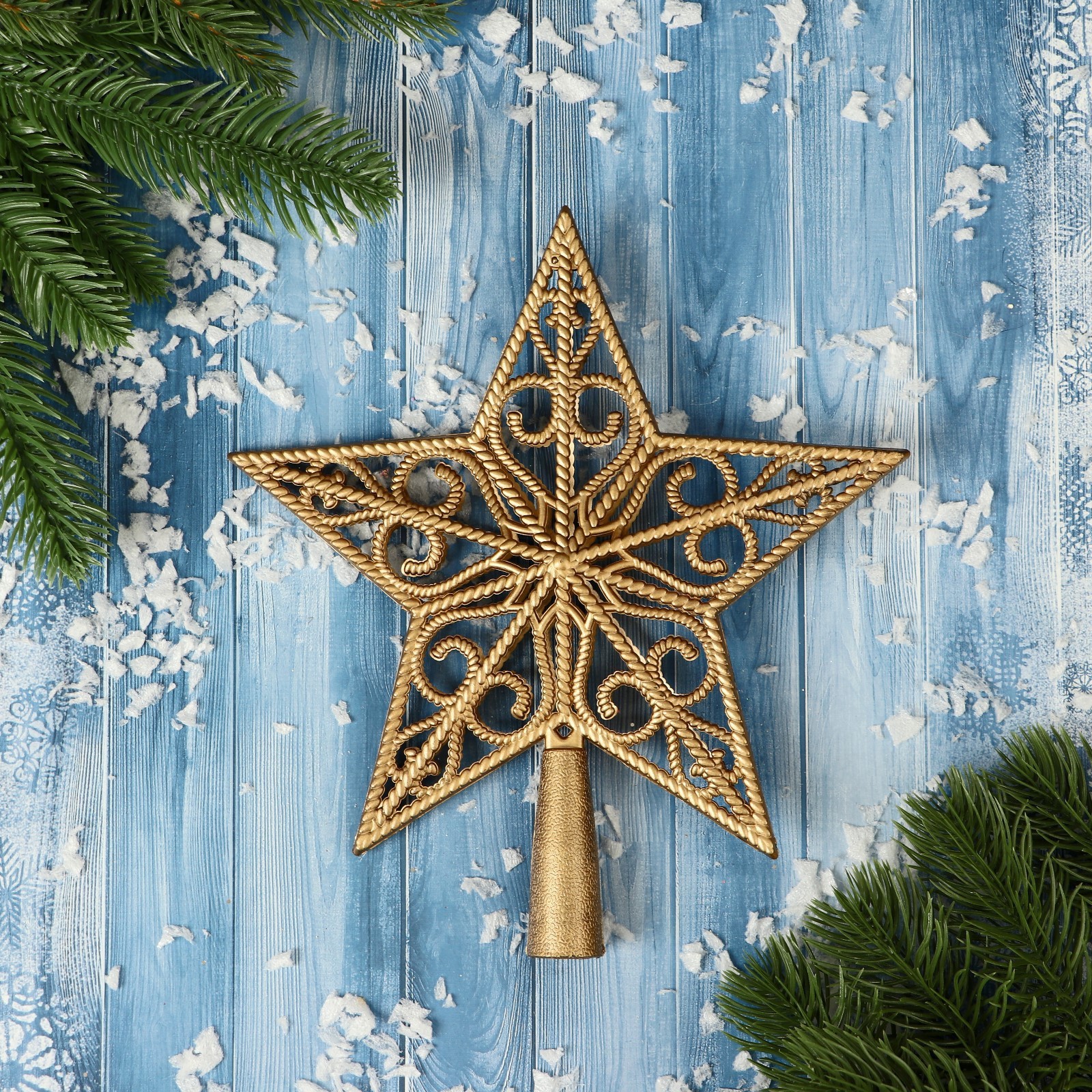 Изображение товара Звезда на елку Зимнее волшебство 20 см золотая верхушка на елку