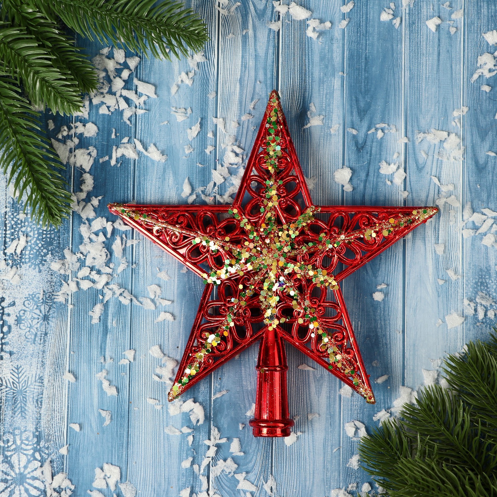 Изображение товара Звезда на елку Зимнее волшебство, 19 см, красный