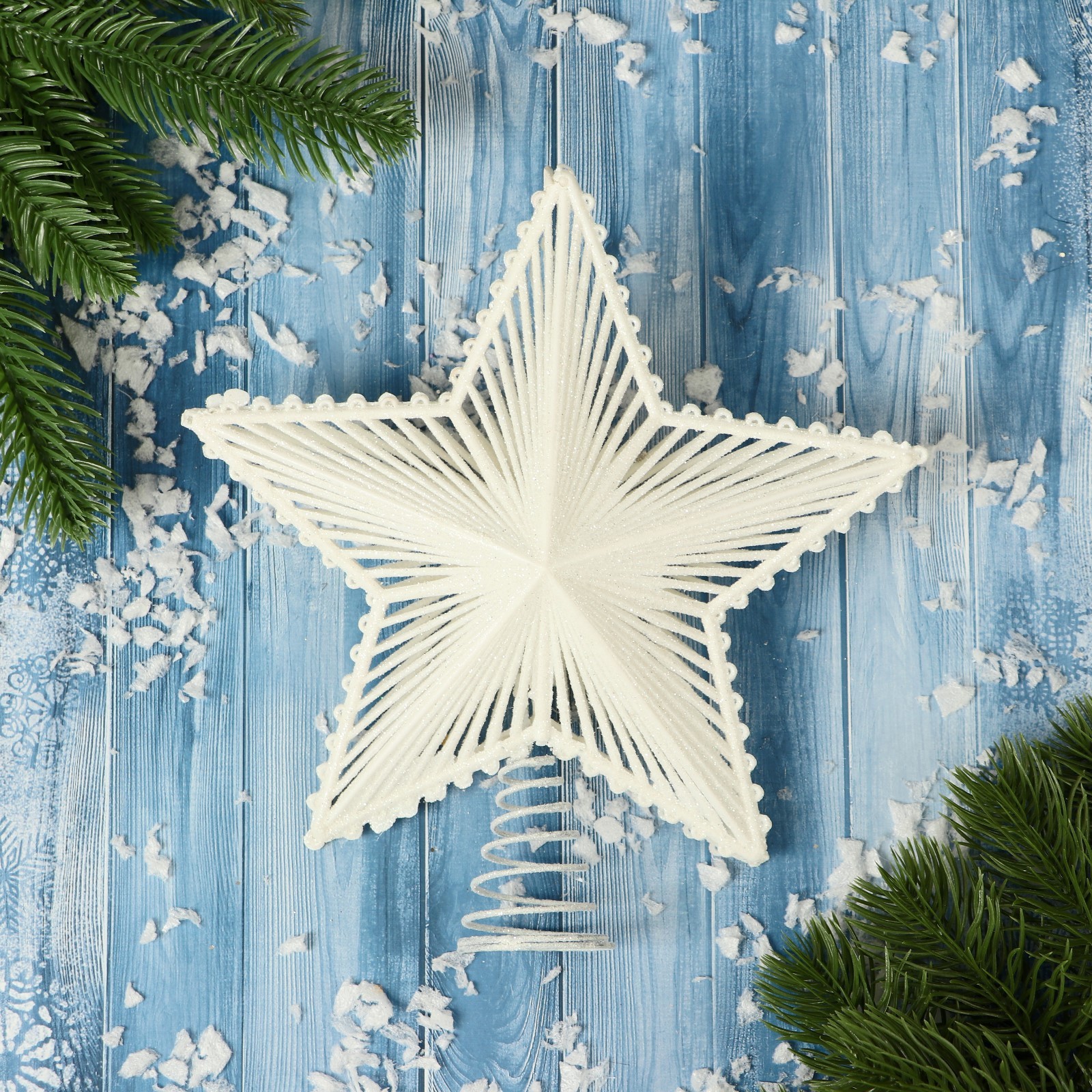 Изображение товара Звезда на елку Зимнее волшебство 20 см белый новогодний наконечник