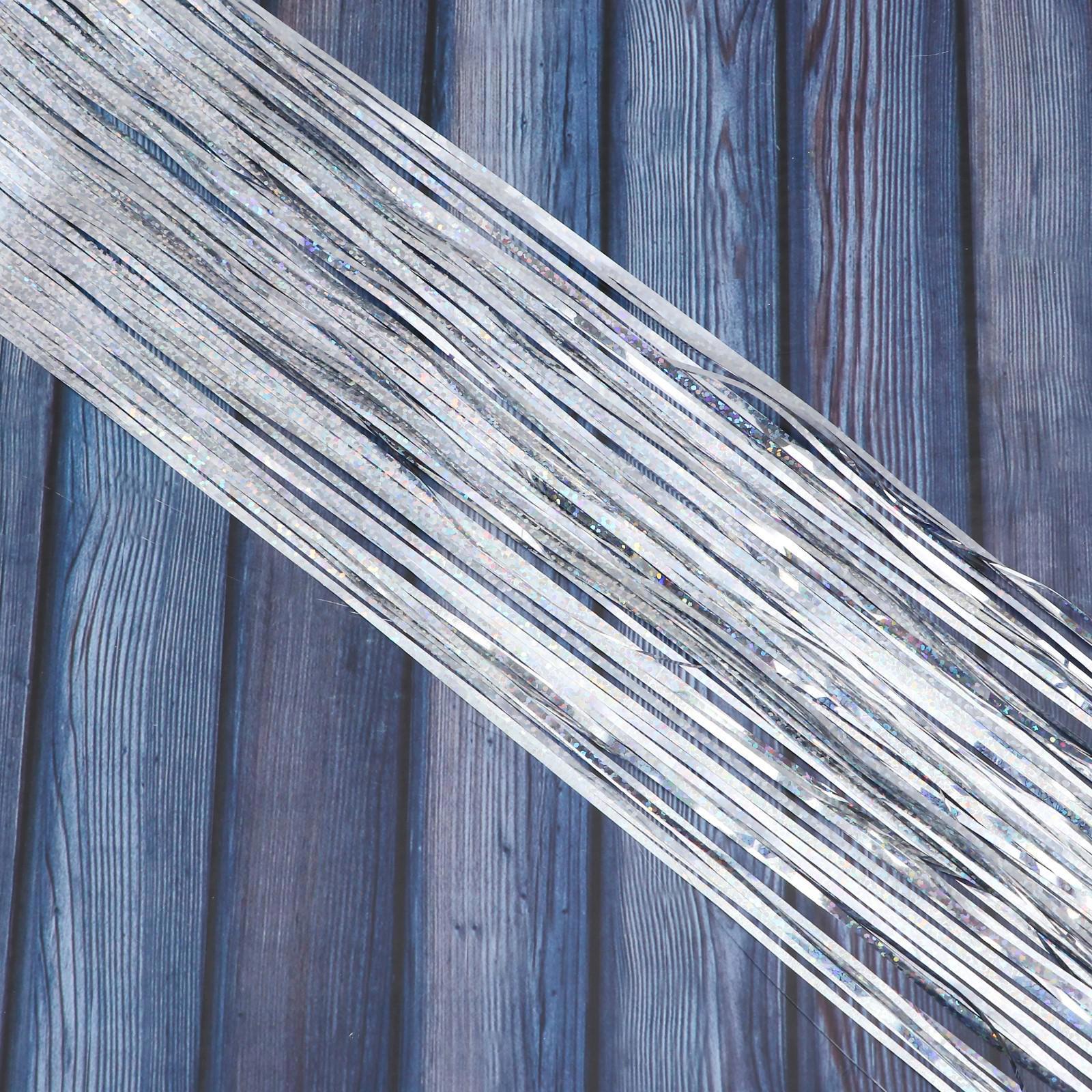 Изображение товара Дождик голографический Зимнее Волшебство 50 см x 2 мм серебро