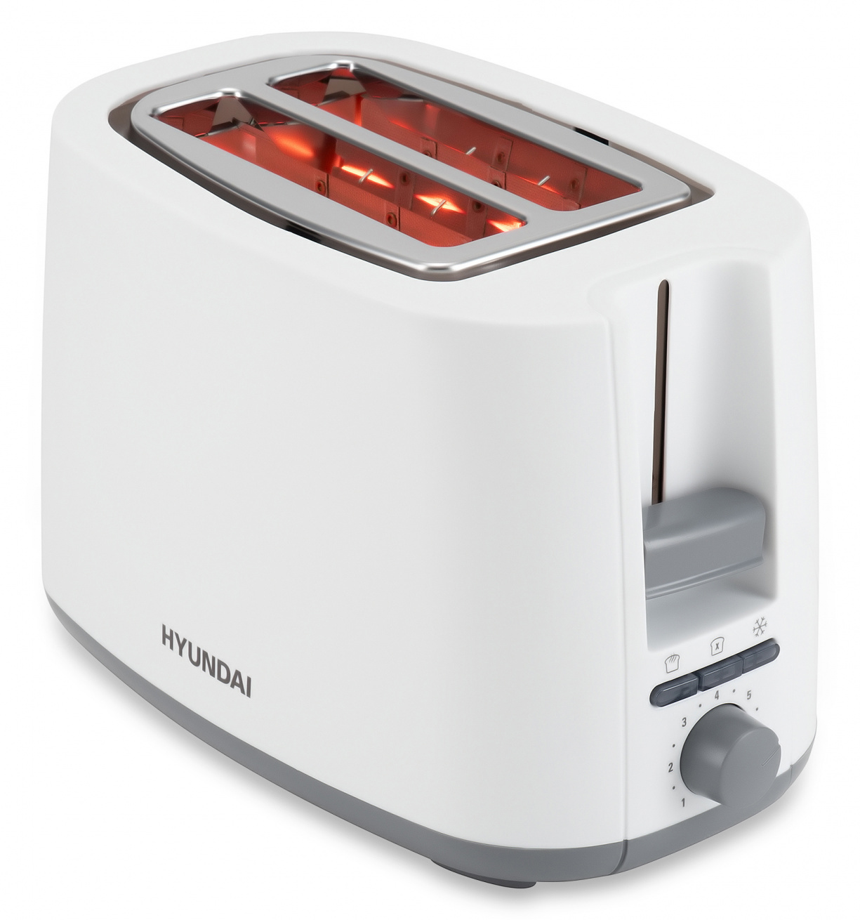 Изображение товара Тостер Hyundai HYT-2301, 800Вт, белый / серый, механическое управление