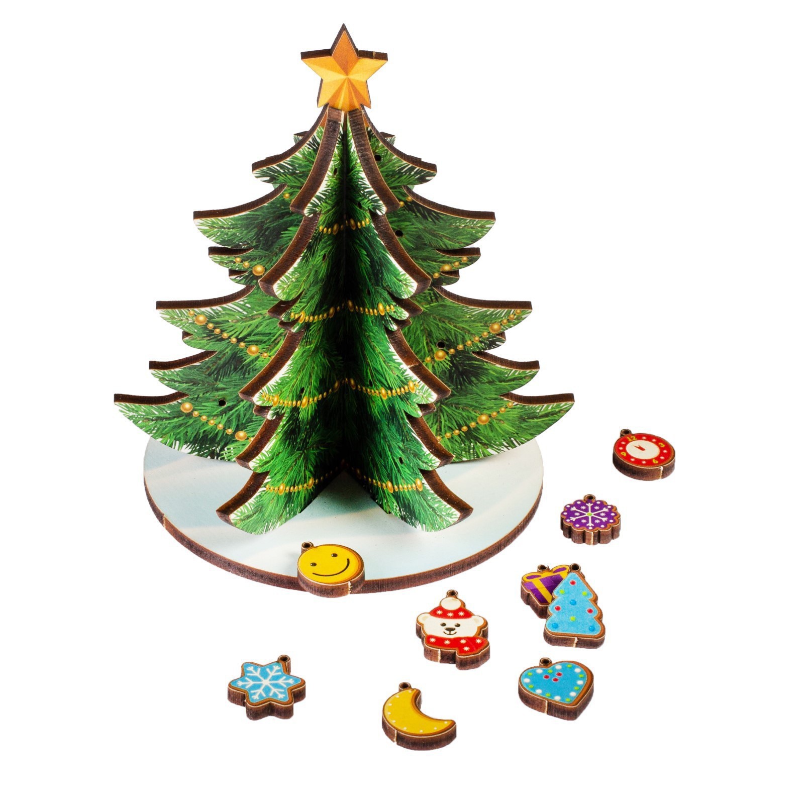 Изображение товара Модель из дерева WoodLand Toys Ёлка сборная Новогодние украшения 2x2 см