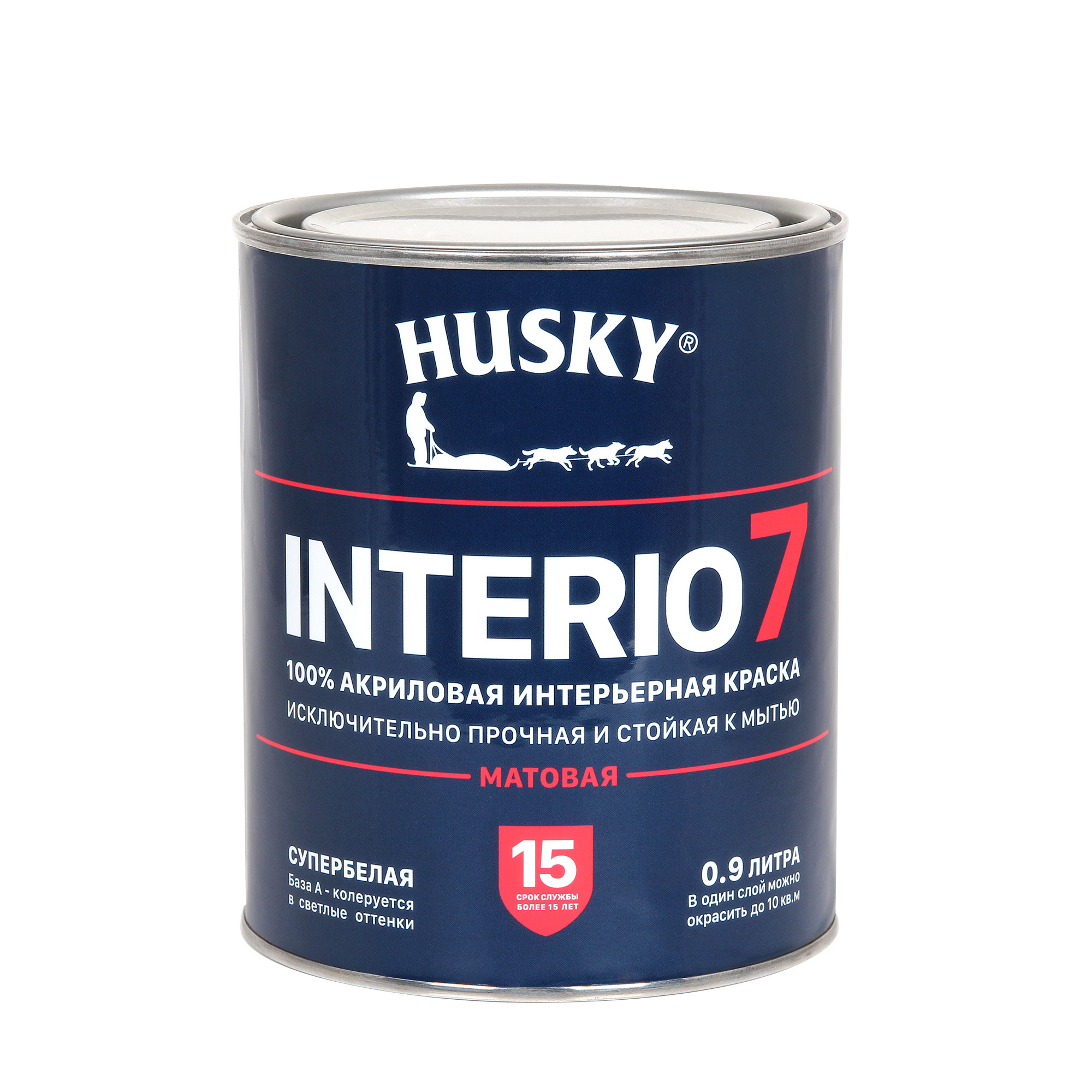 Изображение товара Краска интерьерная Husky Interio 7 матовая супербелая 0.9л