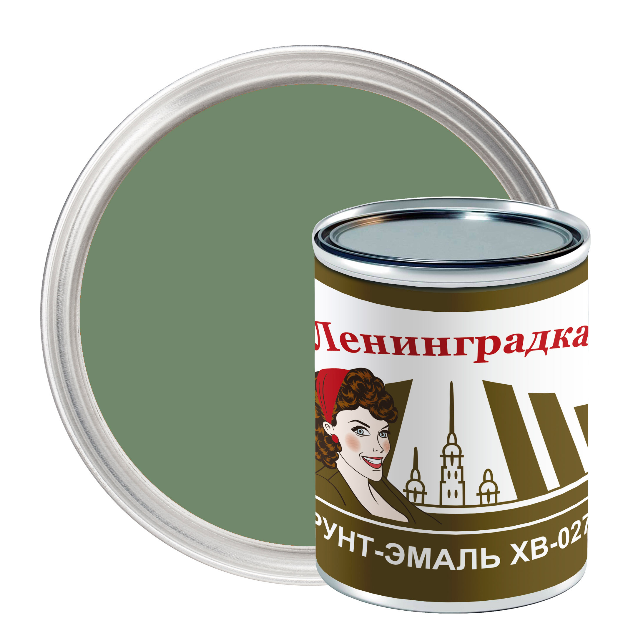 Изображение товара Грунт-эмаль по металлу Мицар ХВ-0278 цвет защитный хаки 0.8 кг