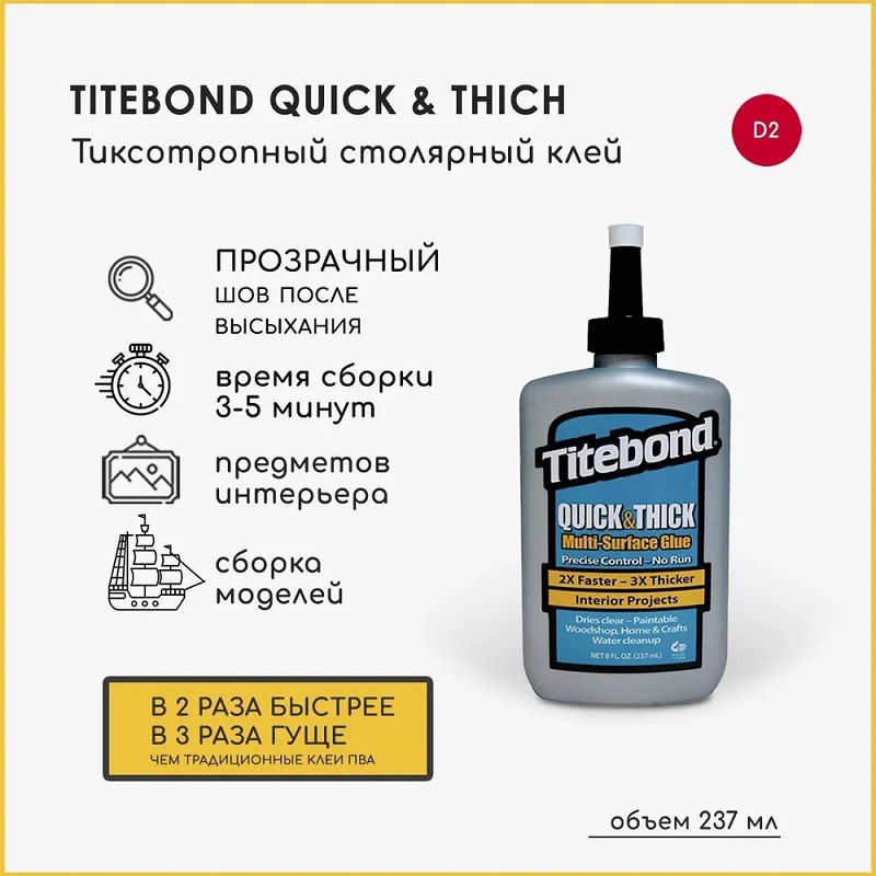 Изображение товара Клей Titebond Quick Thick 237 мл цвет Белый