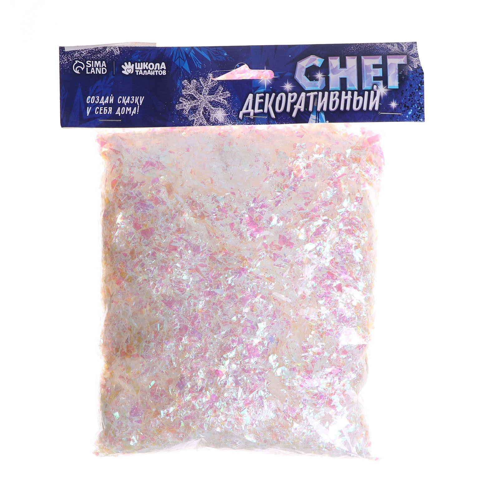 Изображение товара Снег искусственный Школа Талантов сыпучий для декора Хлопья переливающиеся 100 г