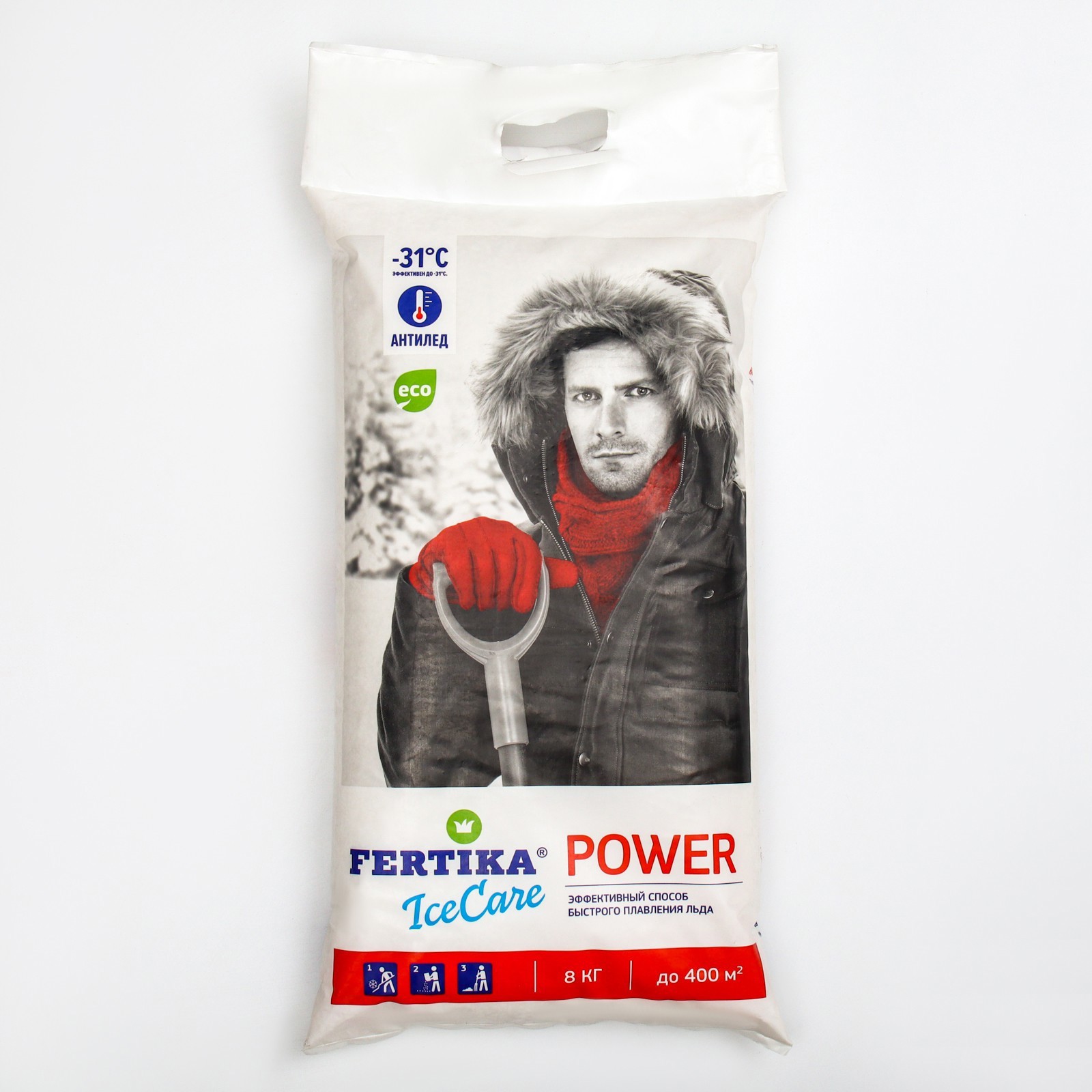 Изображение товара Противогололёдный реагент Fertika IceCare Power -31C 8 кг для быстрого удаления льда