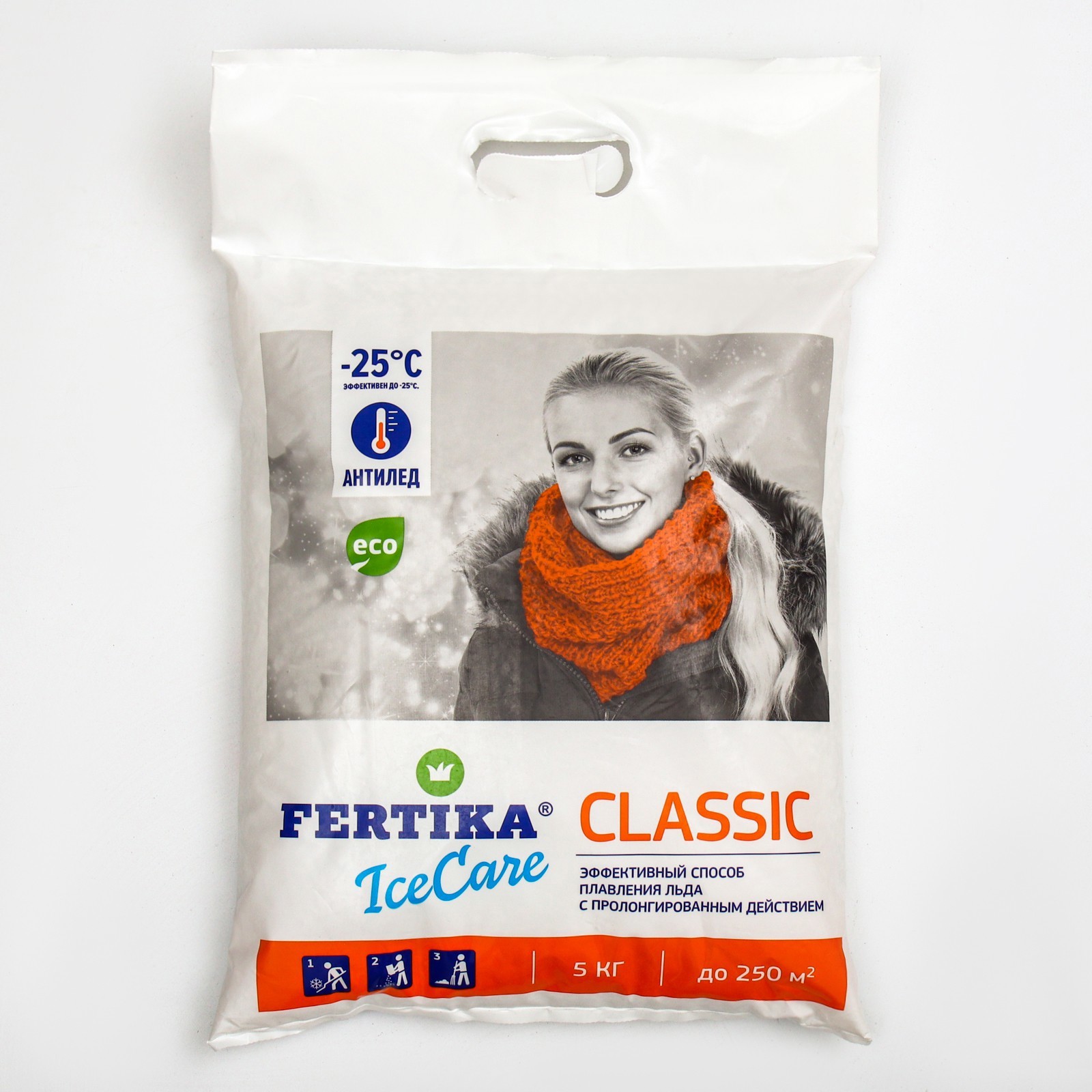 Изображение товара Противогололёдный реагент Fertika IceCare Classic -25С 5 кг для быстрого таяния льда