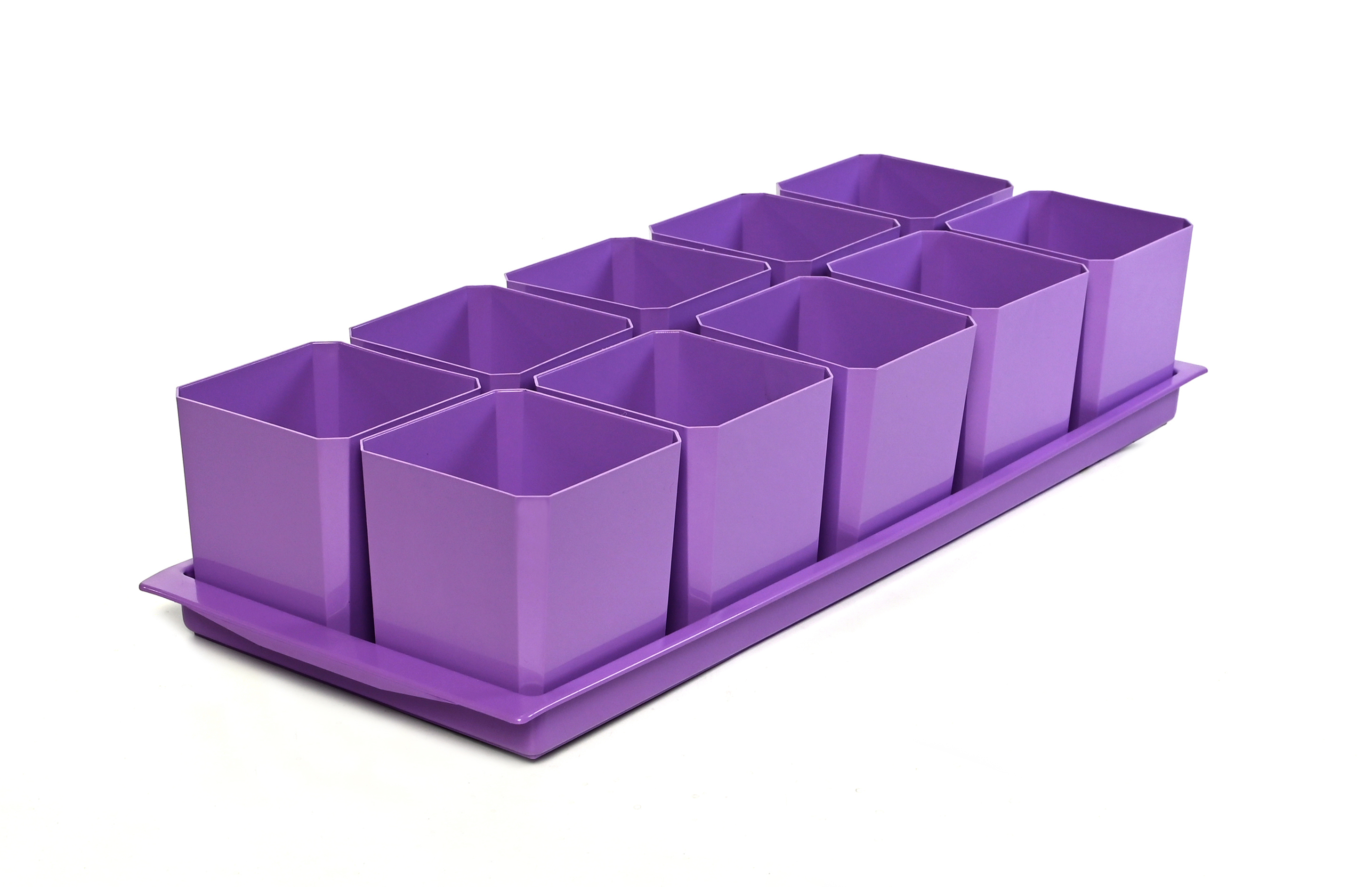 Изображение товара Набор горшков для рассады Пеликан 0336 Фиолетовый 46x18x12см 0.5л