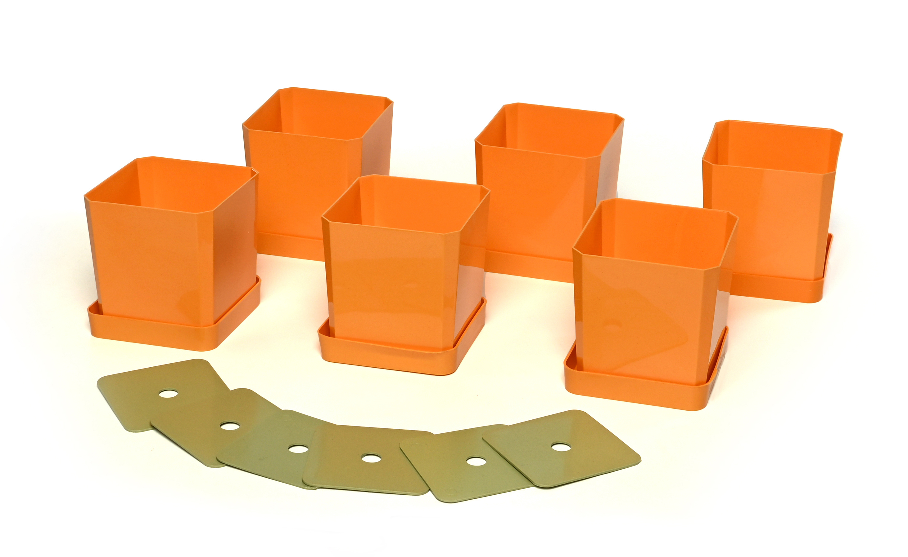 Изображение товара Набор горшков для рассады Пеликан 0338 Оранжевый 17x8x13см 0.5л