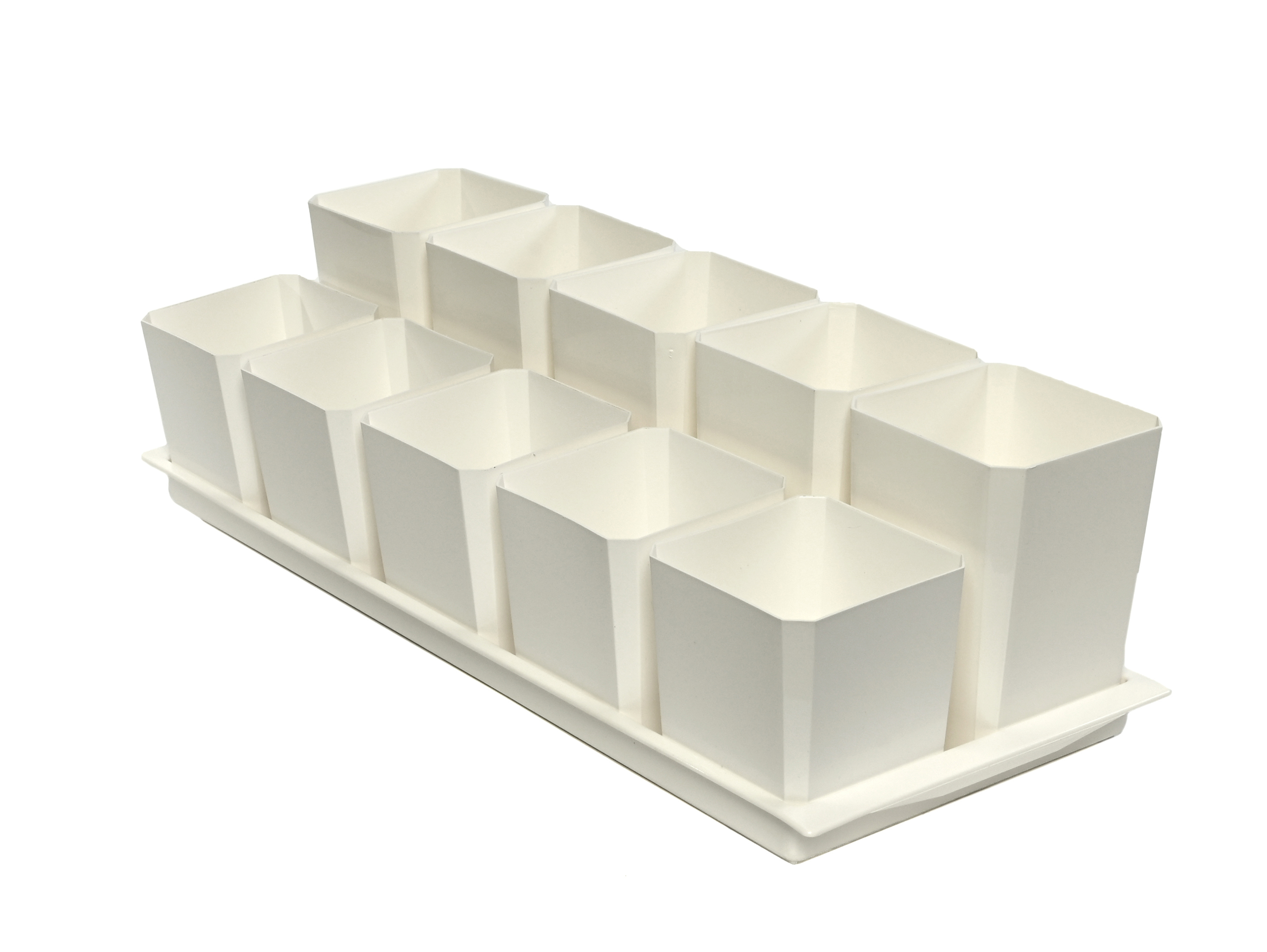 Изображение товара Набор горшков для рассады двухуровневый Пеликан 0342 Белый 46x18x12см 0.5л