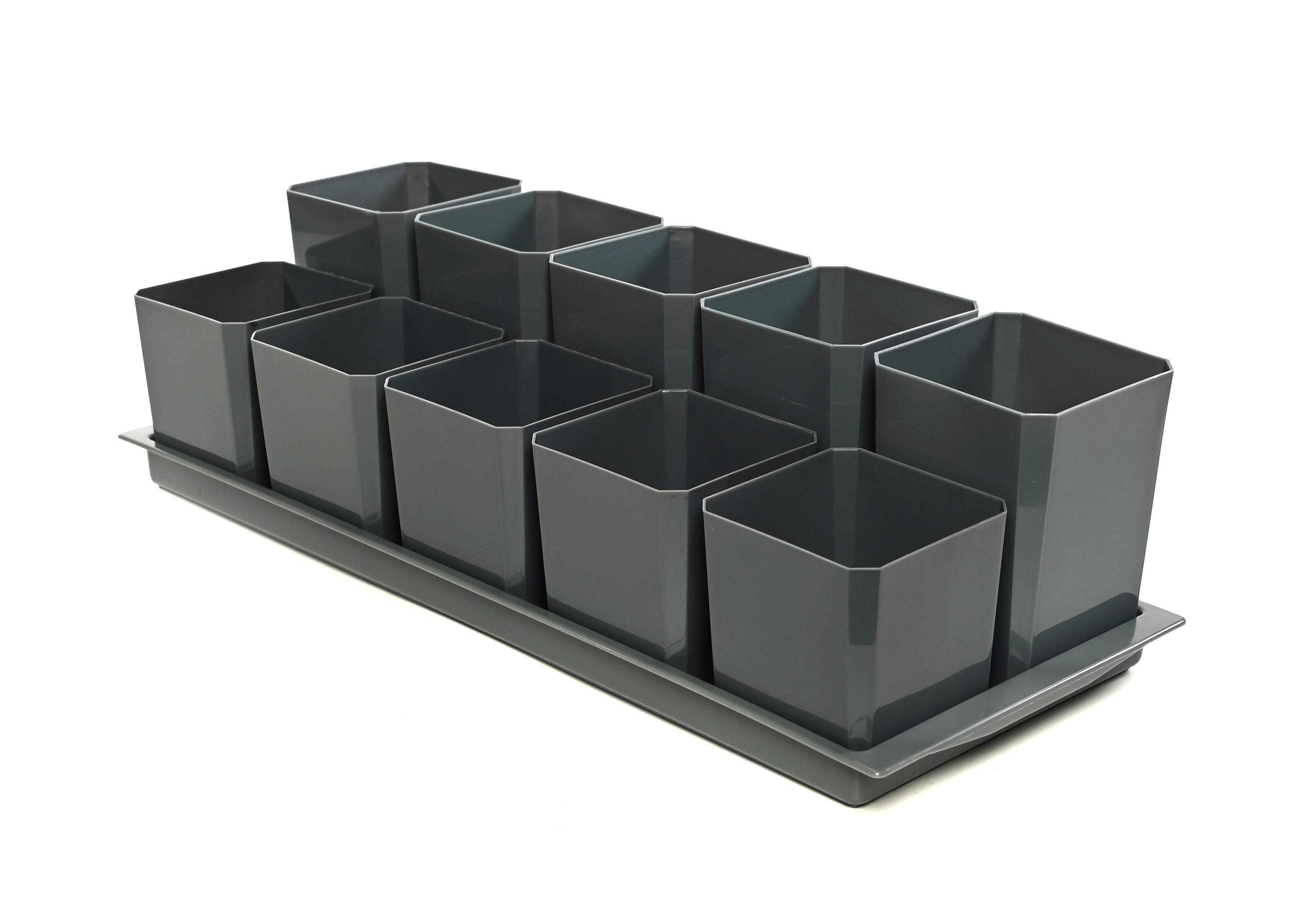 Изображение товара Набор горшков для рассады двухуровневый Пеликан 0343 10 шт 46x18x12 см 0 63 л