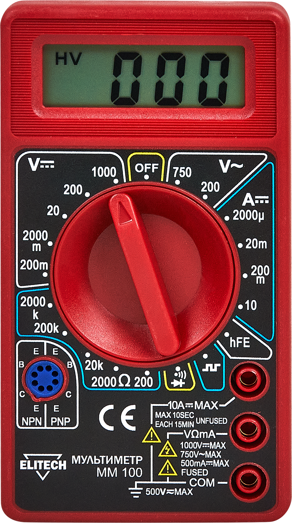 Изображение товара Мультиметр Elitech ММ 100 цифровой для электромонтажных работ и диагностики