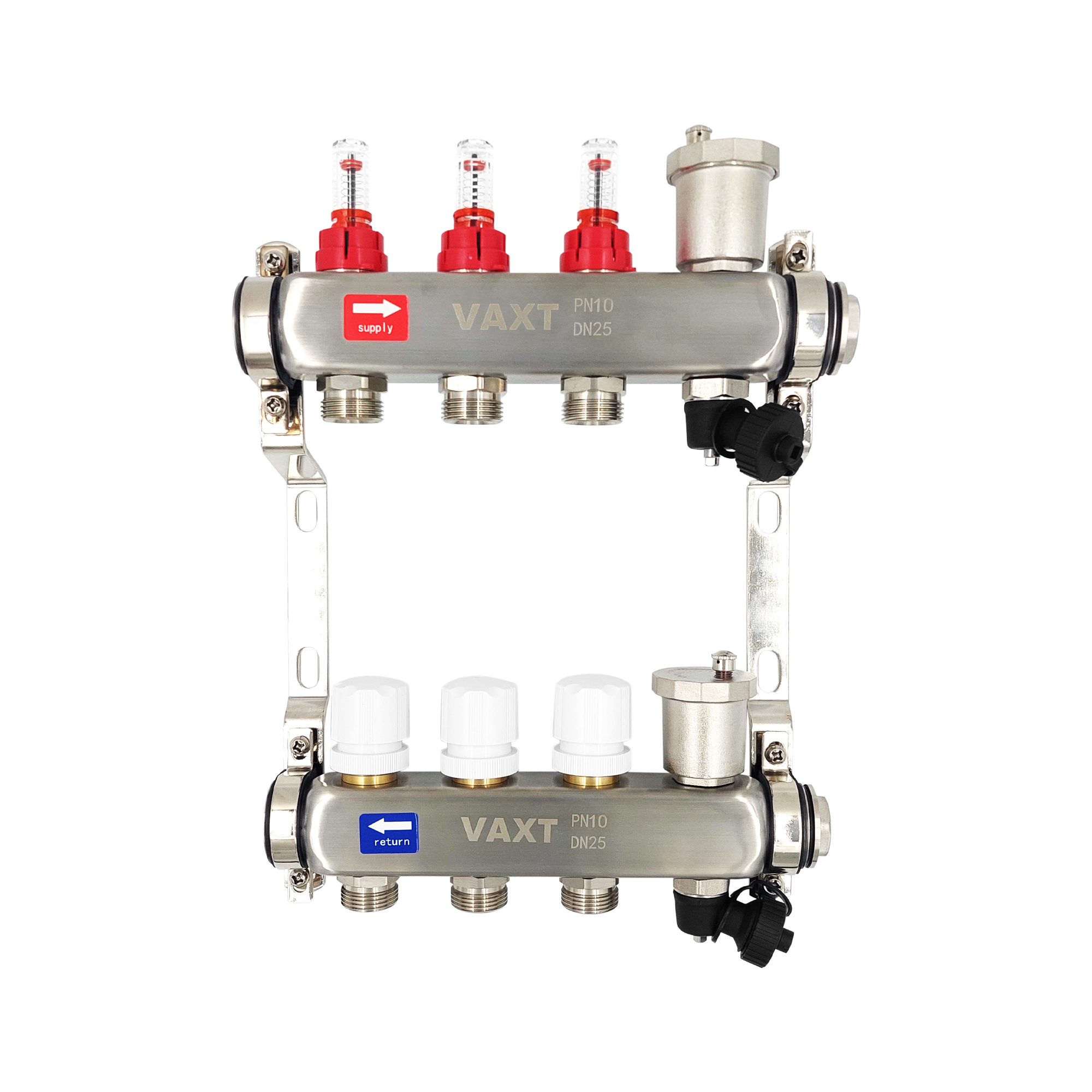 Изображение товара Коллекторная группа Vaxt 1x3/4 с расходомерами из нержавеющей стали для отопления