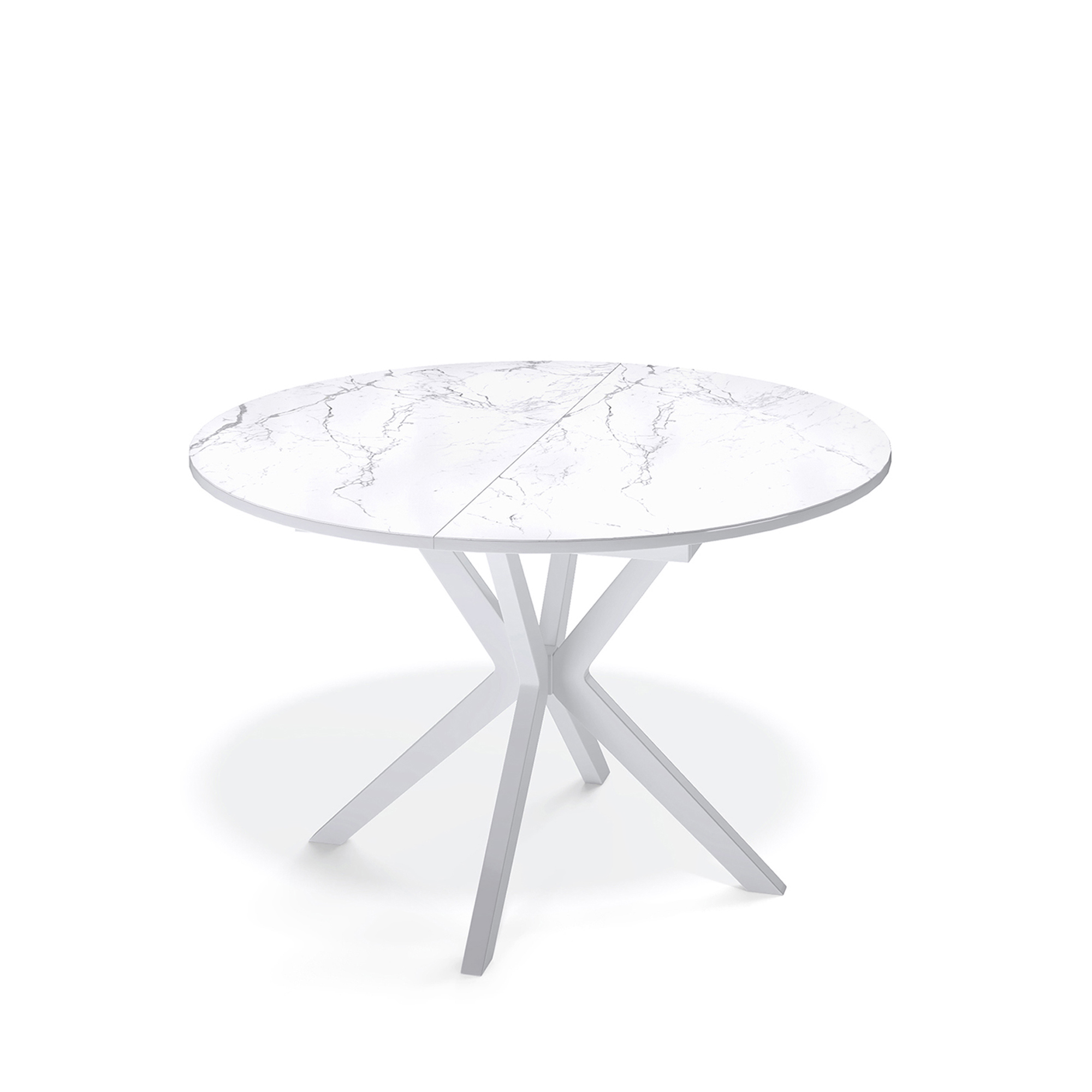 Изображение товара Кухонный стол овальный Kenner B 110-145x76x100 см ЛДСП цвет белый мрамор