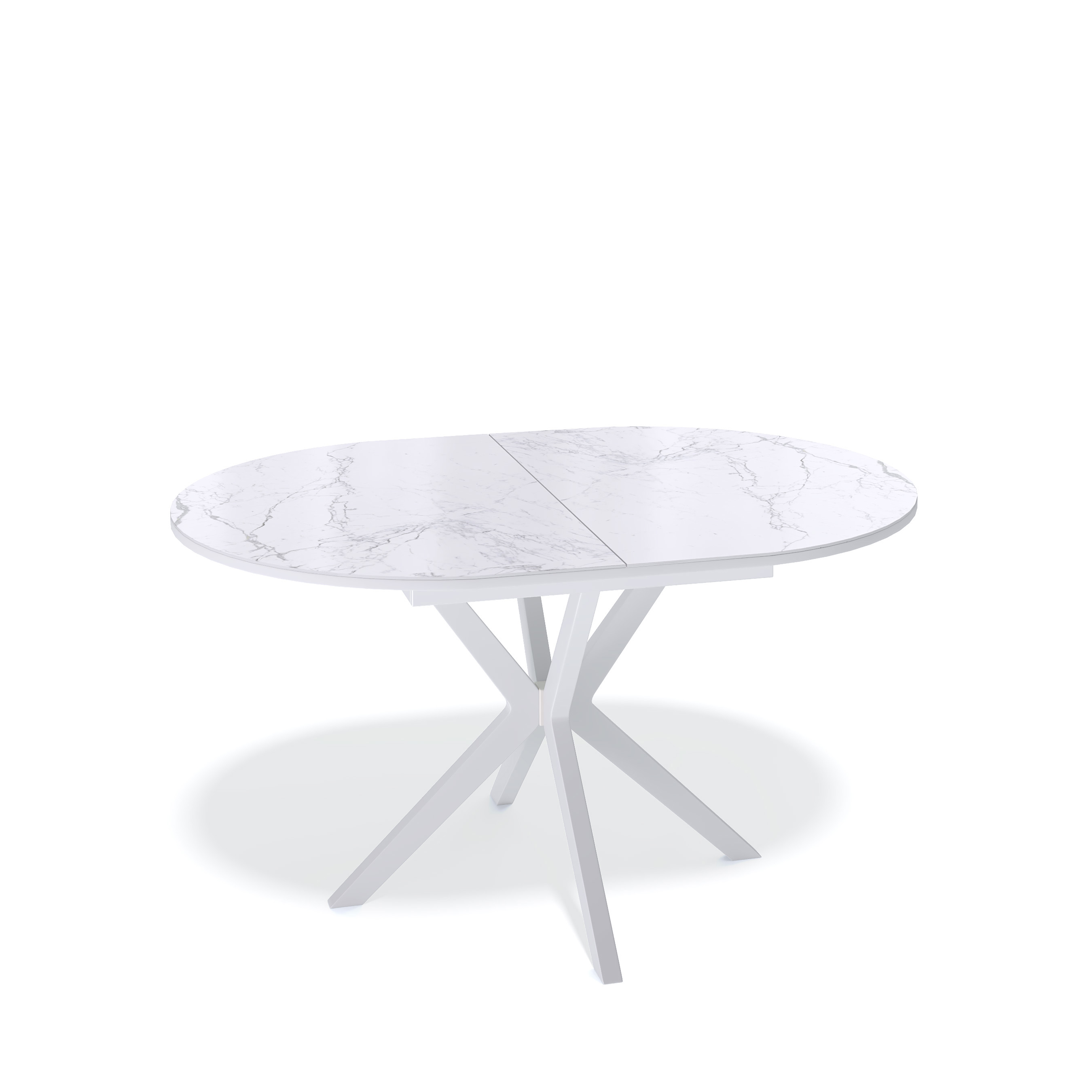 Изображение товара Кухонный стол овальный Kenner B 130-175x76x90 см ЛДСП цвет белый/камень сатин