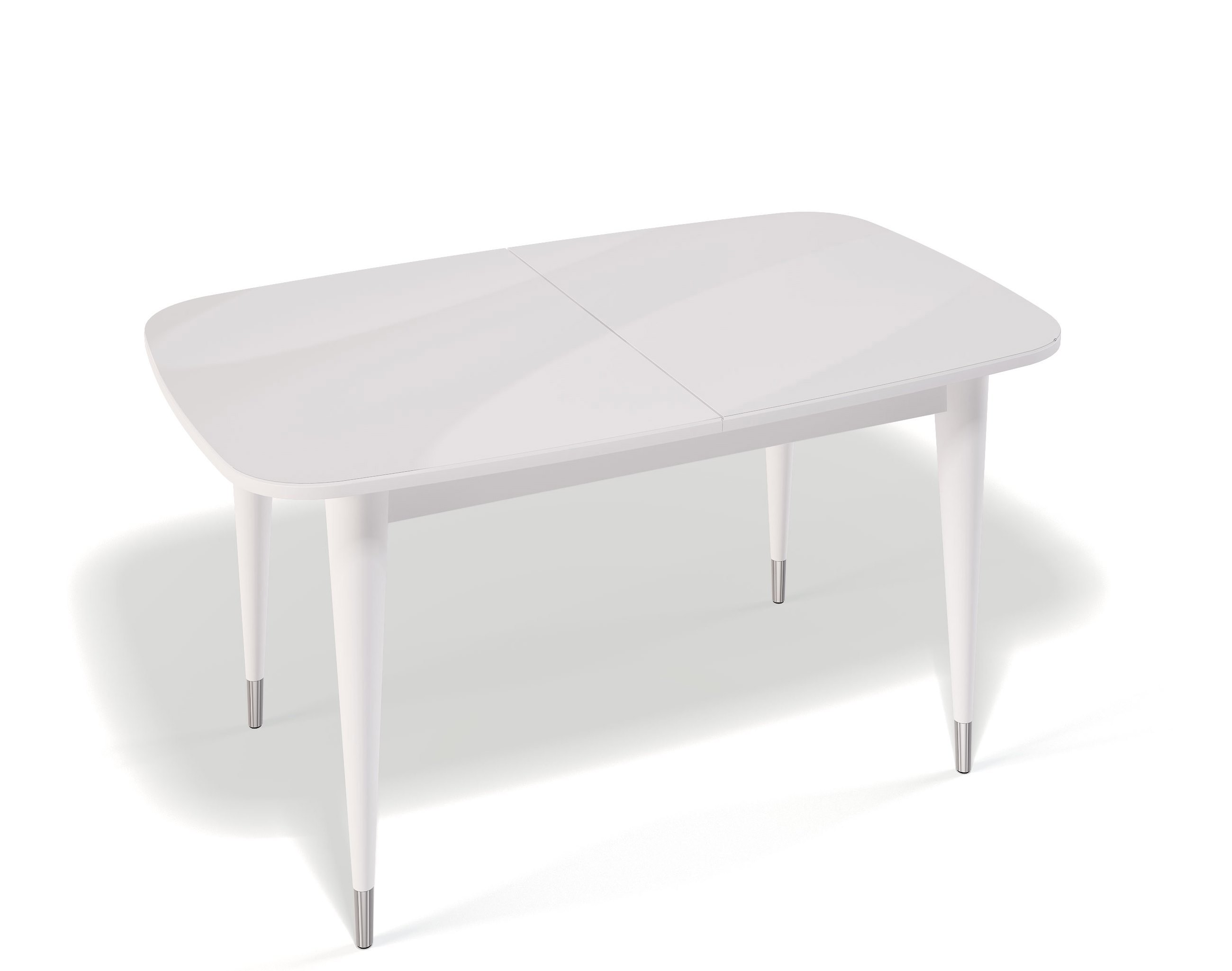 Изображение товара Кухонный стол Kenner K 125-165x76x80 см белого цвета с раздвижной стеклянной вставкой