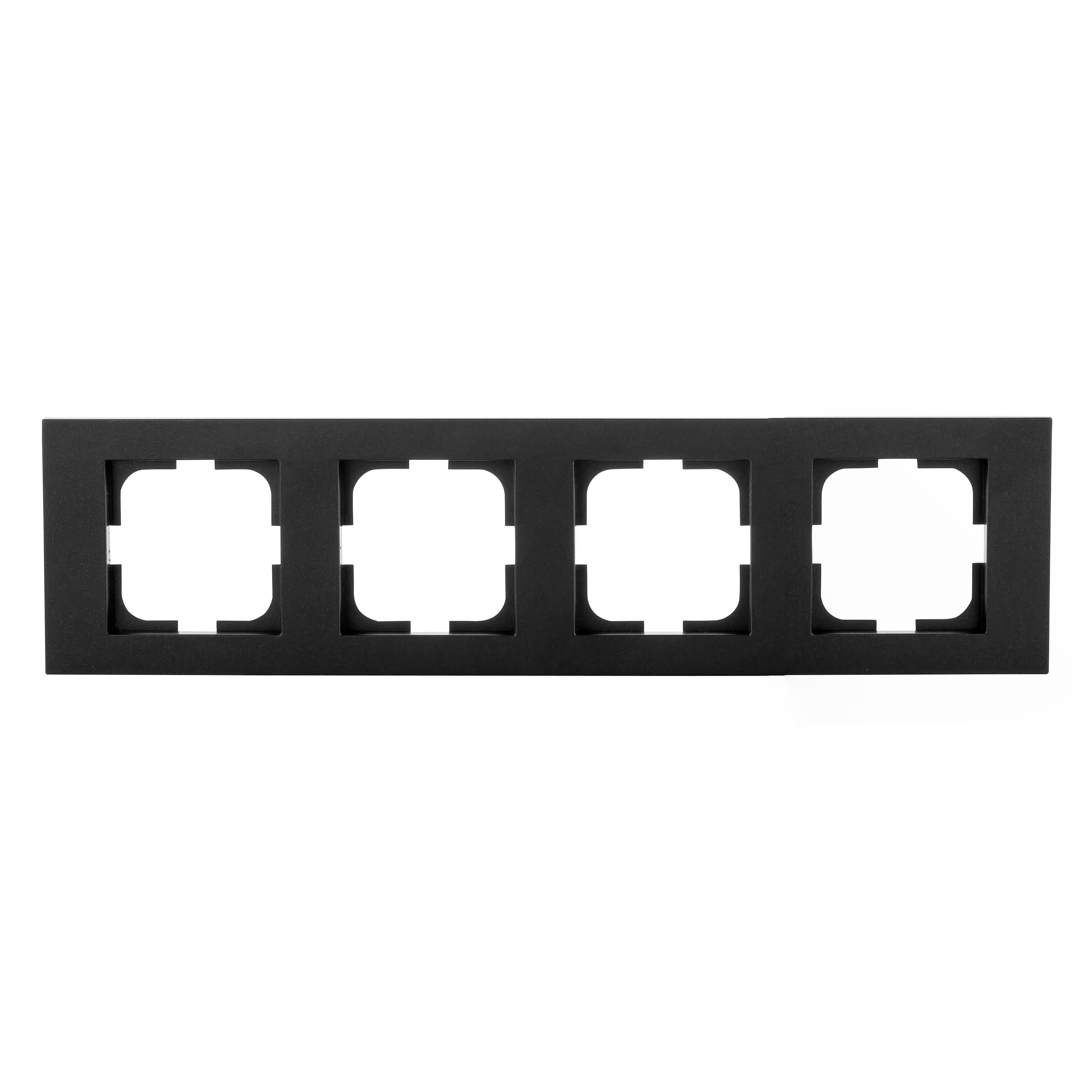 Изображение товара Рамка для розеток и выключателей Ovivo Grano 4 поста цвет черный