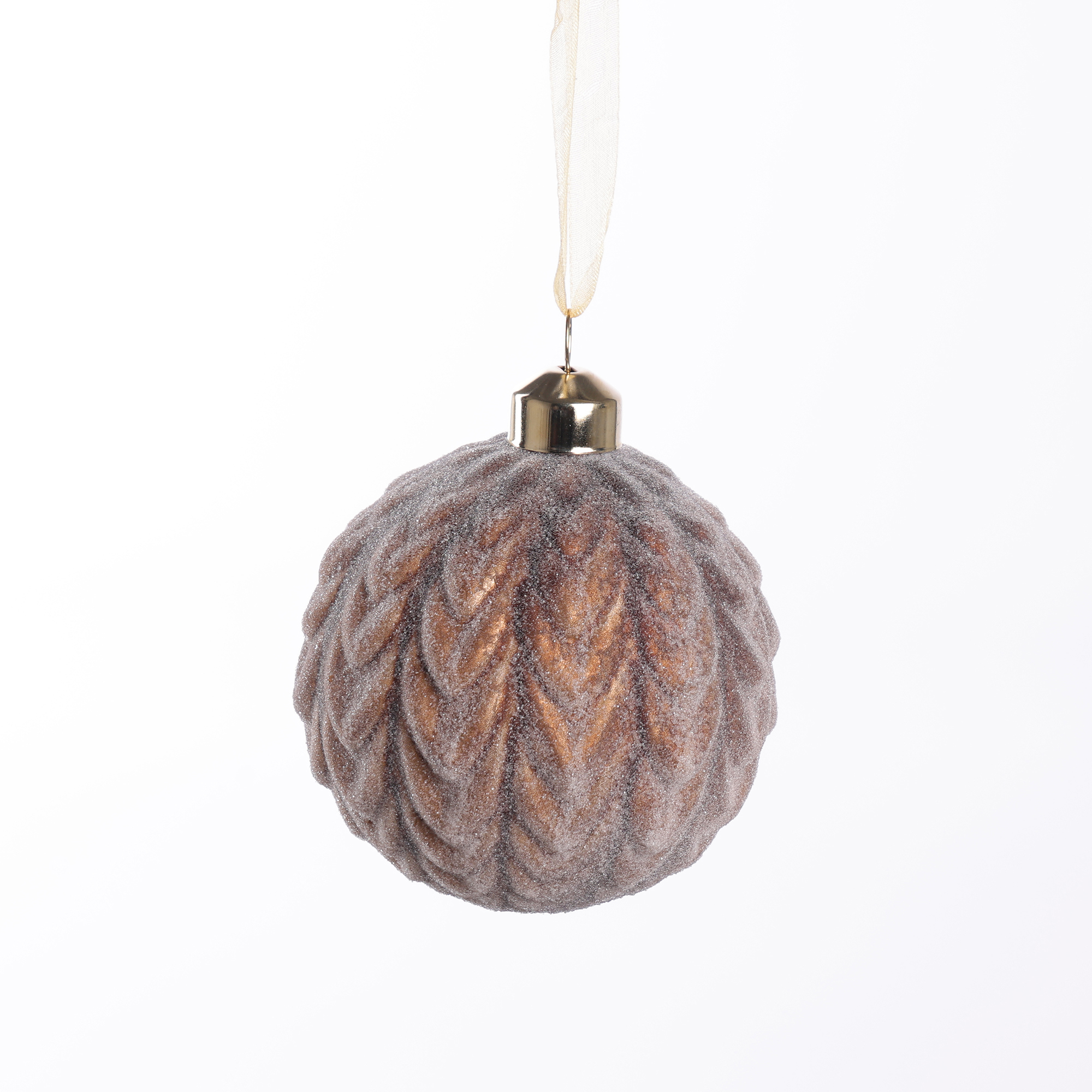 Изображение товара Елочный шар Merry green MG24168 8 см стекло оранжевый медный праздничное украшение