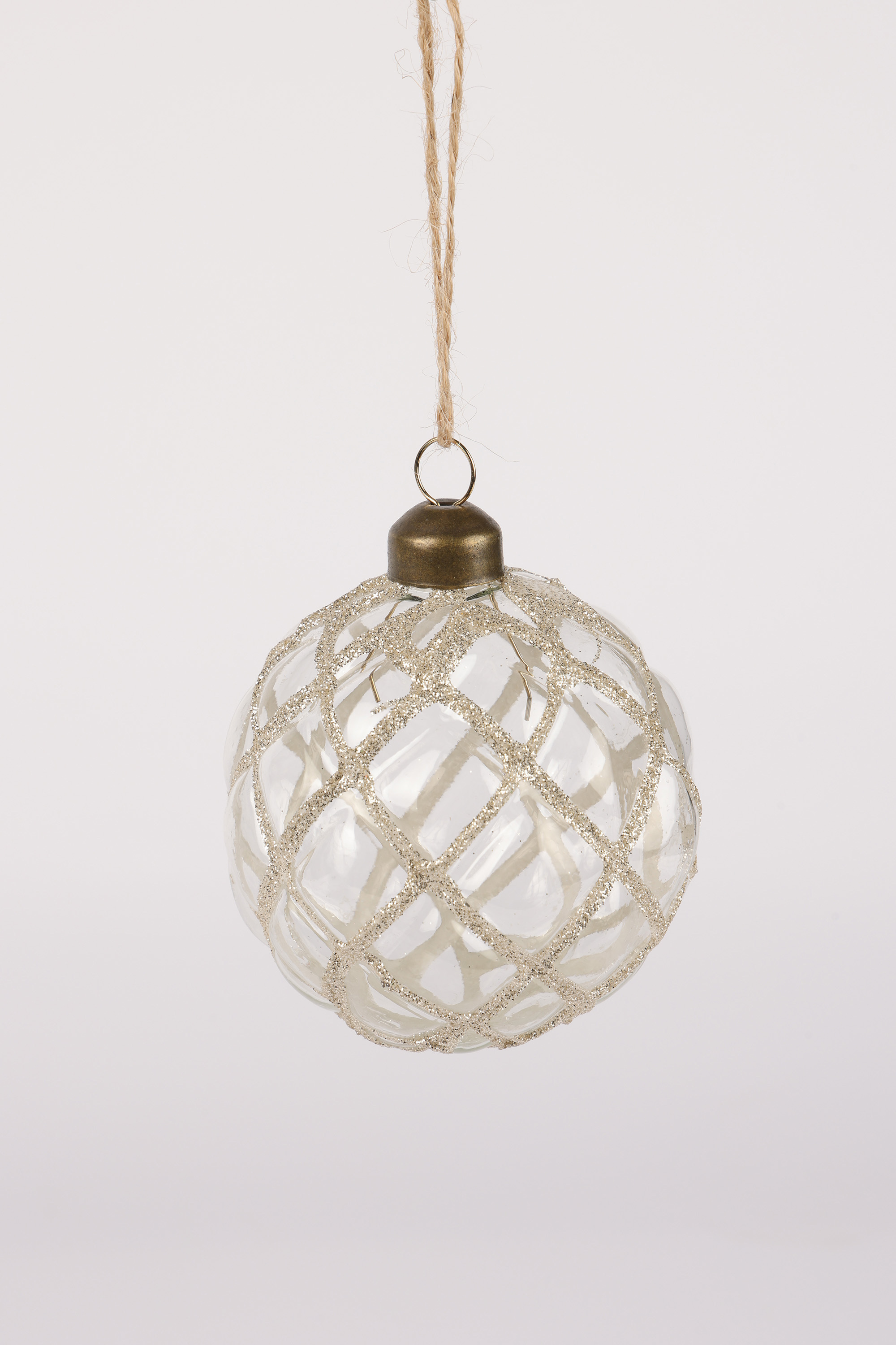 Изображение товара Елочный шар Merry green MG24100 8 см стекло прозрачный с блестками