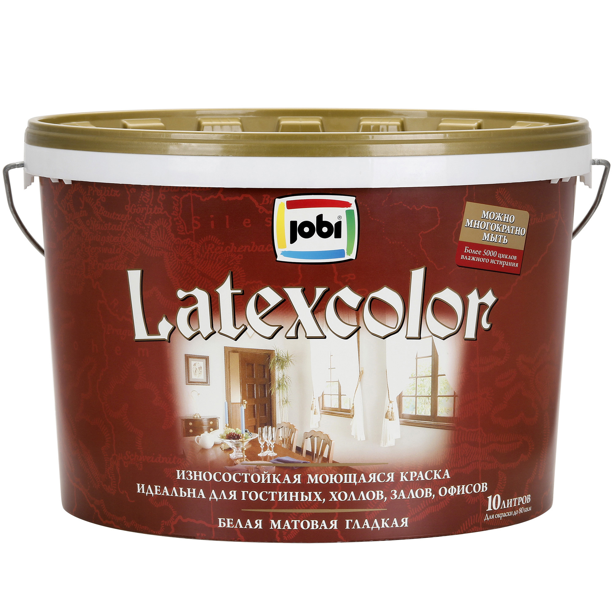 Изображение товара Краска для стен и потолков Jobi Latexcolor 11904 цвет белый матовый 10 л