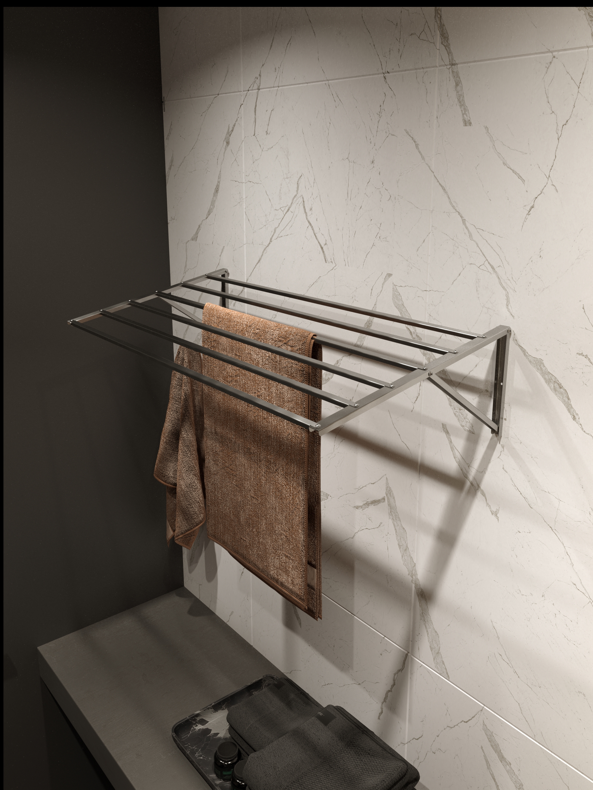 Изображение товара Настенная складная сушилка для белья TEMPACHE суш-6100 из нержавейки 6 перекладин