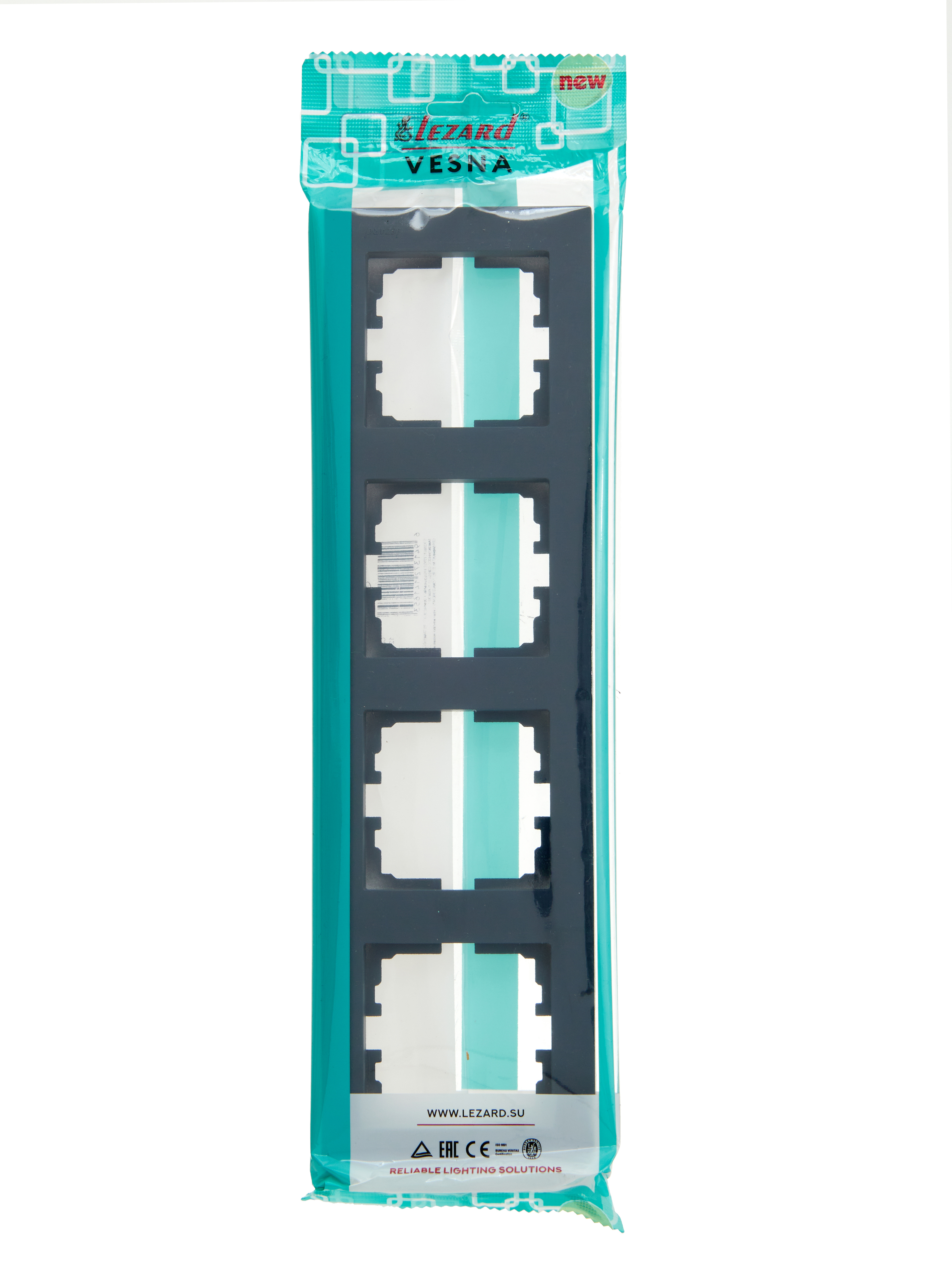 Изображение товара Рамка для розеток и выключателей Lezard Vesna 4 поста графитовая IP44 комфорт и надежность