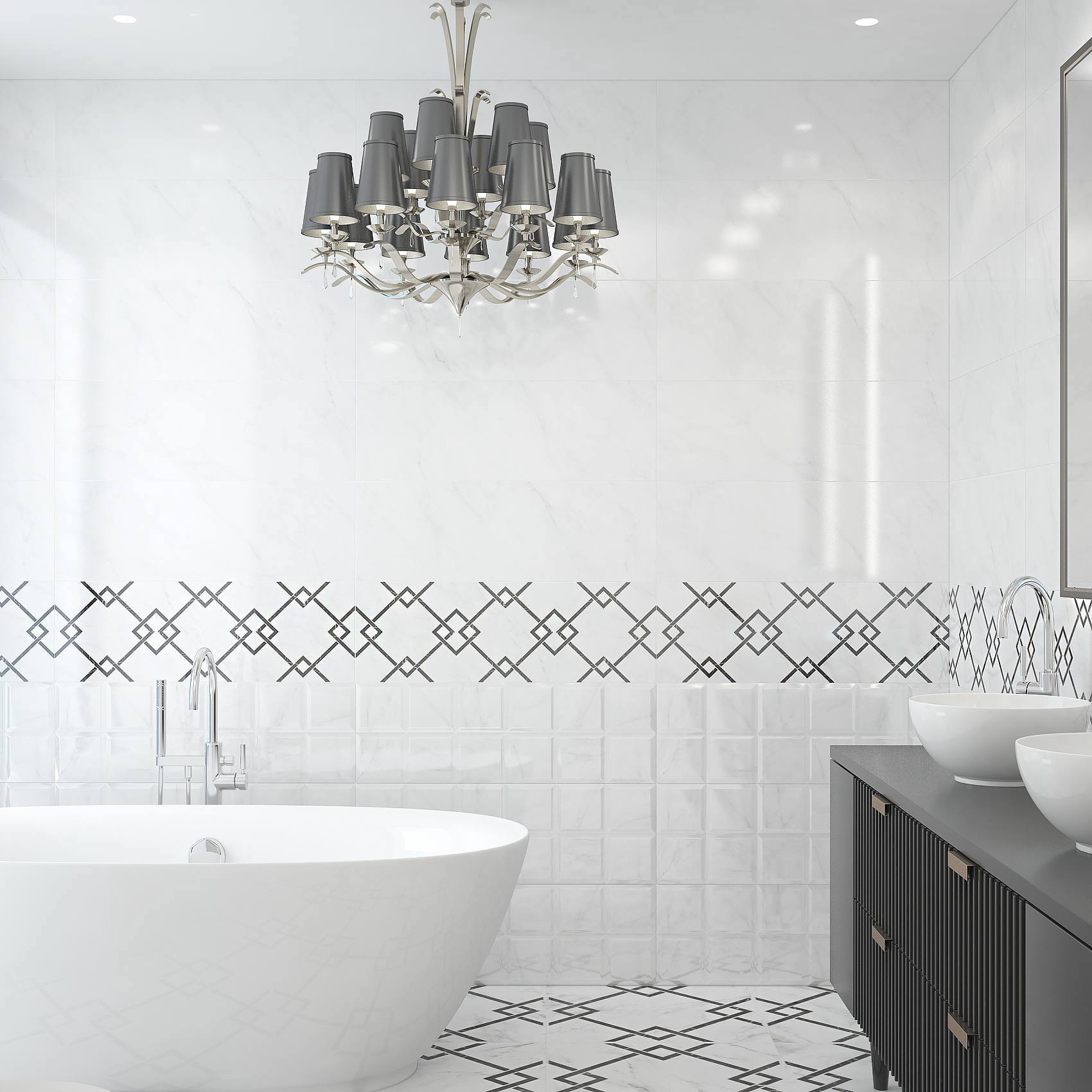 Изображение товара Настенная плитка Keramin 55 00-002258 30x90 см белая крупная глянцевая для стен