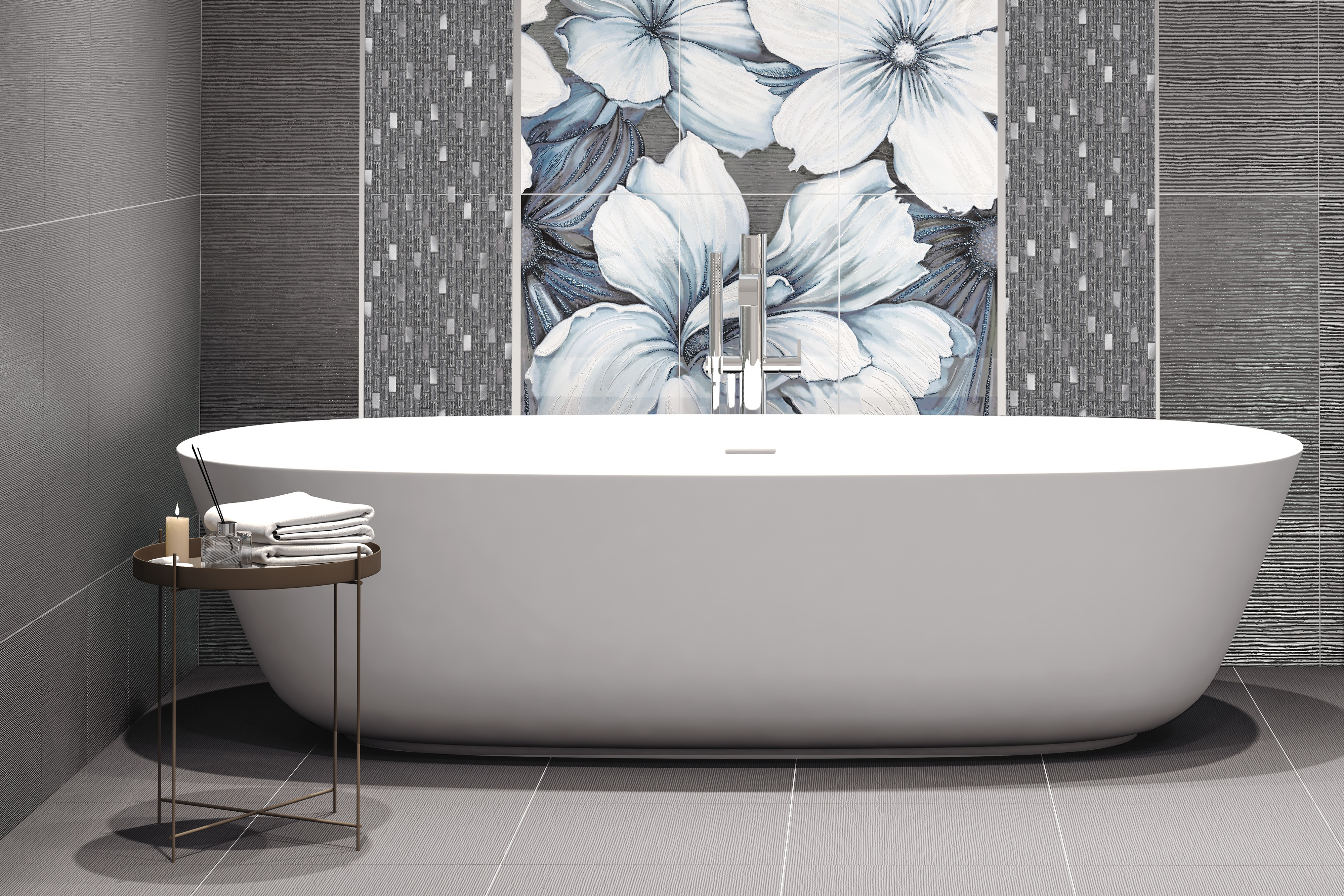 Изображение товара Керамическая напольная плитка Azori Devore 103 42x42 см серый/серебристый