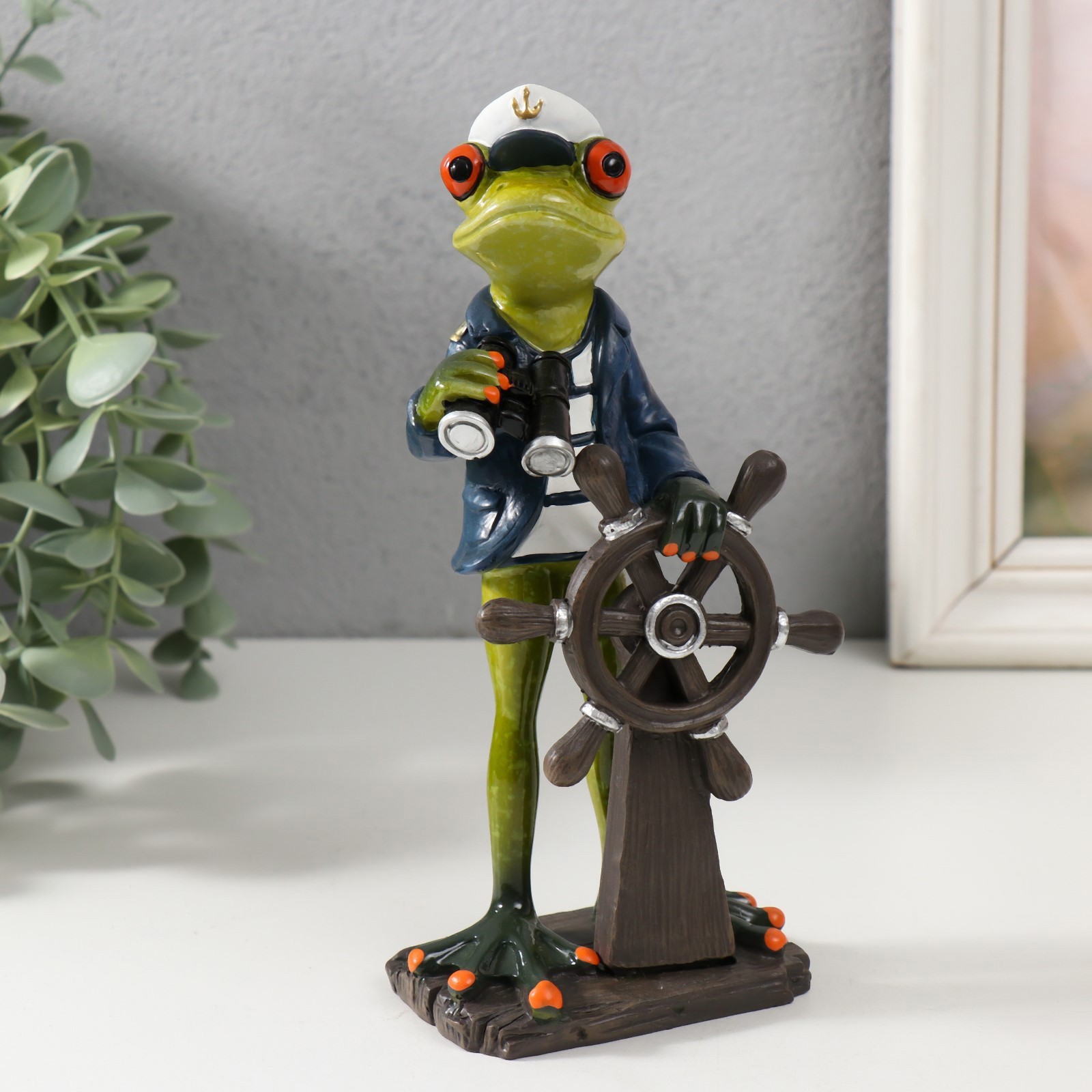 Изображение товара Сувенир "Лягушонок капитан корабля" 6x8x19 см